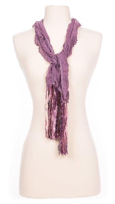Solid Mauve Waves Fabric Scarf