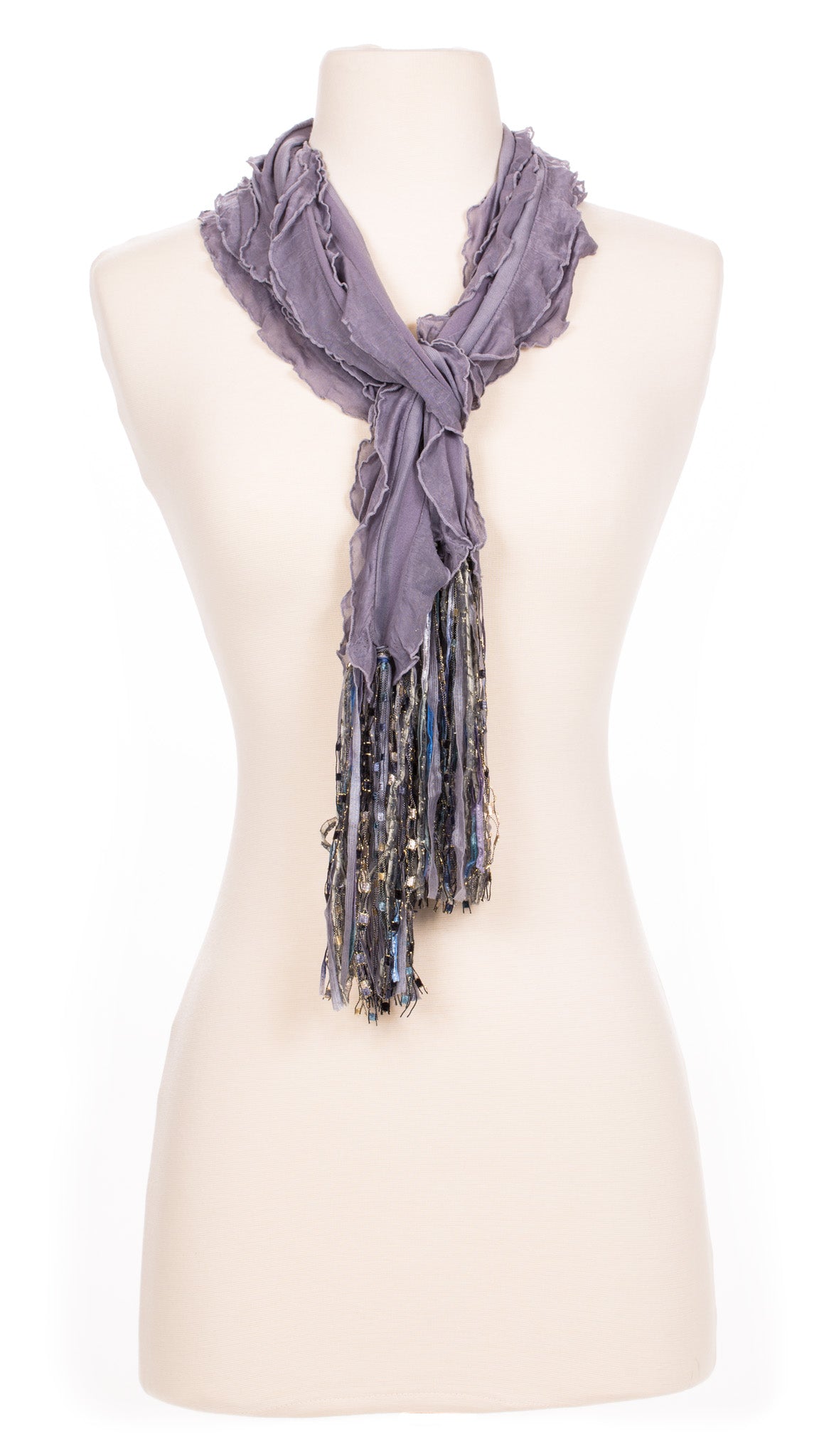 Solid Grey Waves Fabric Scarf