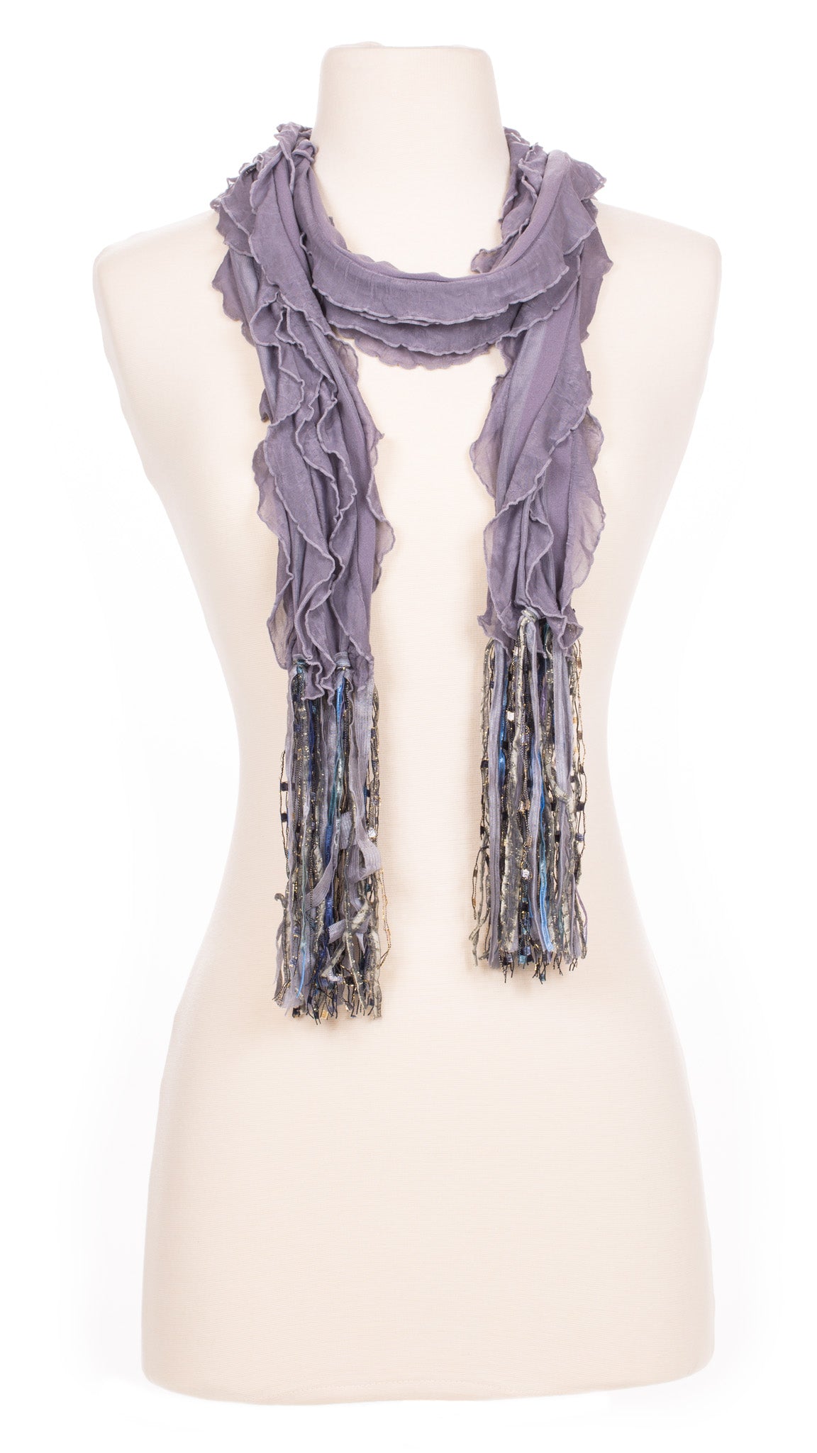 Solid Grey Waves Fabric Scarf