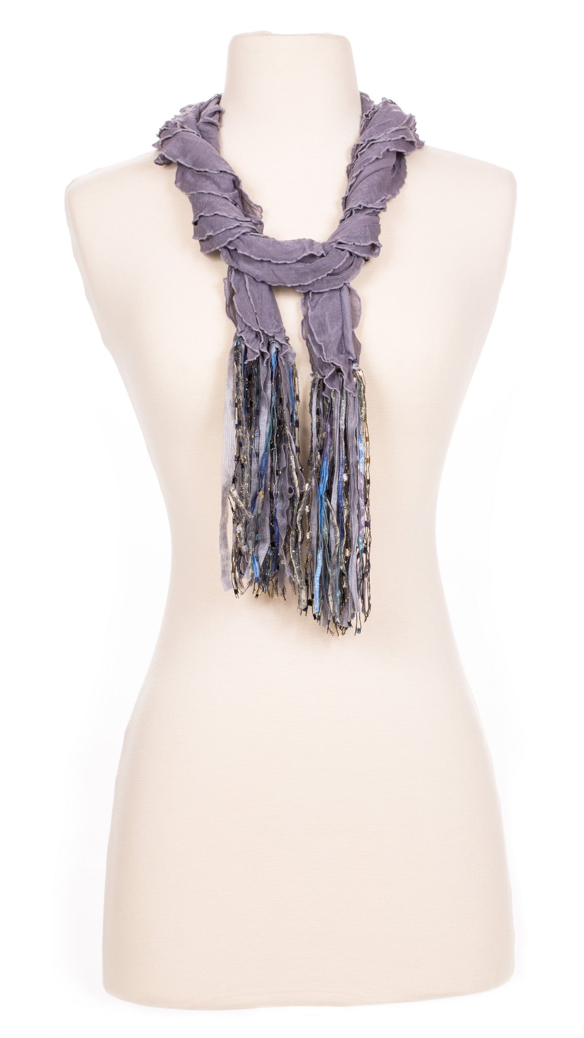 Solid Grey Waves Fabric Scarf