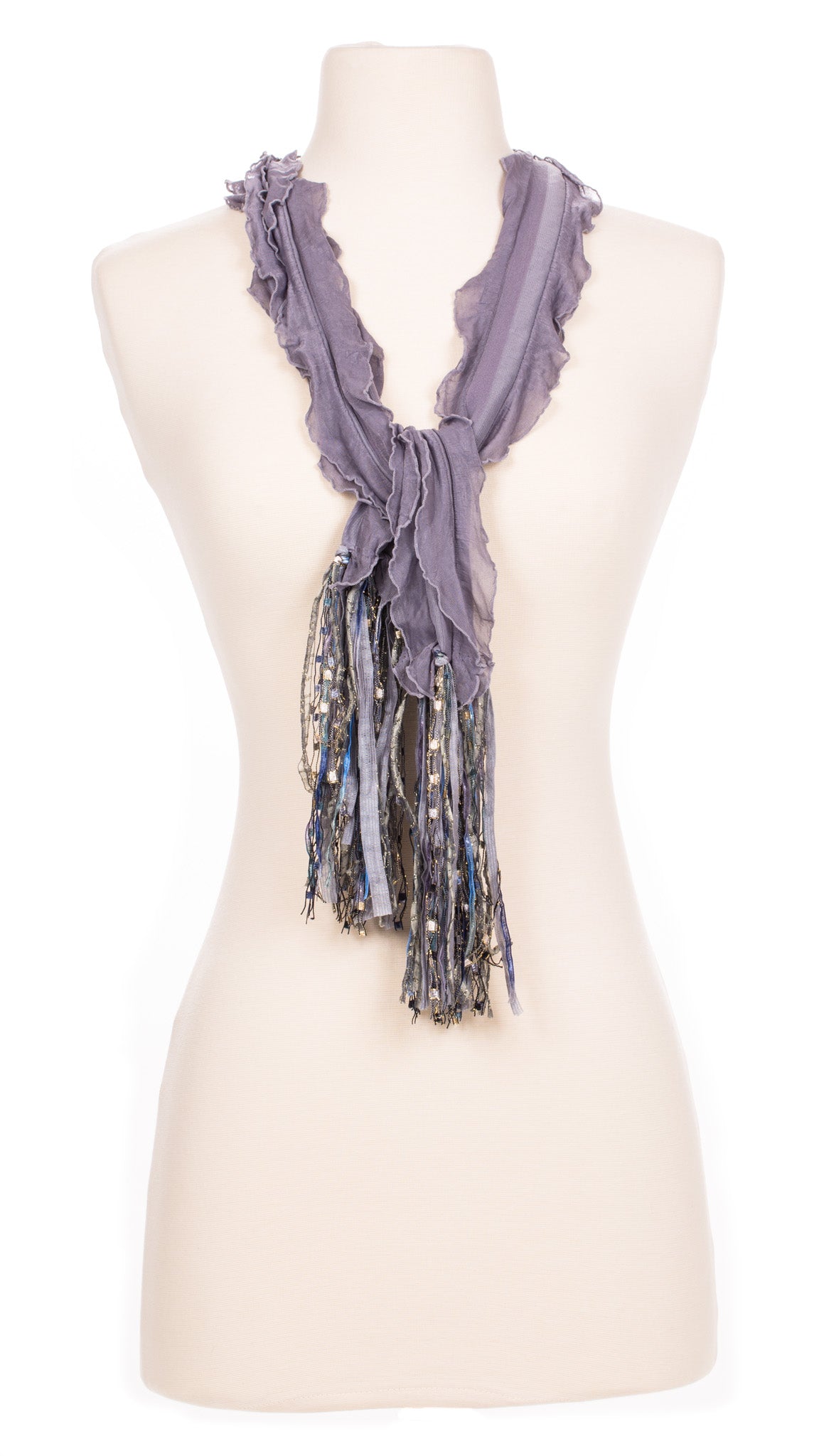 Solid Grey Waves Fabric Scarf