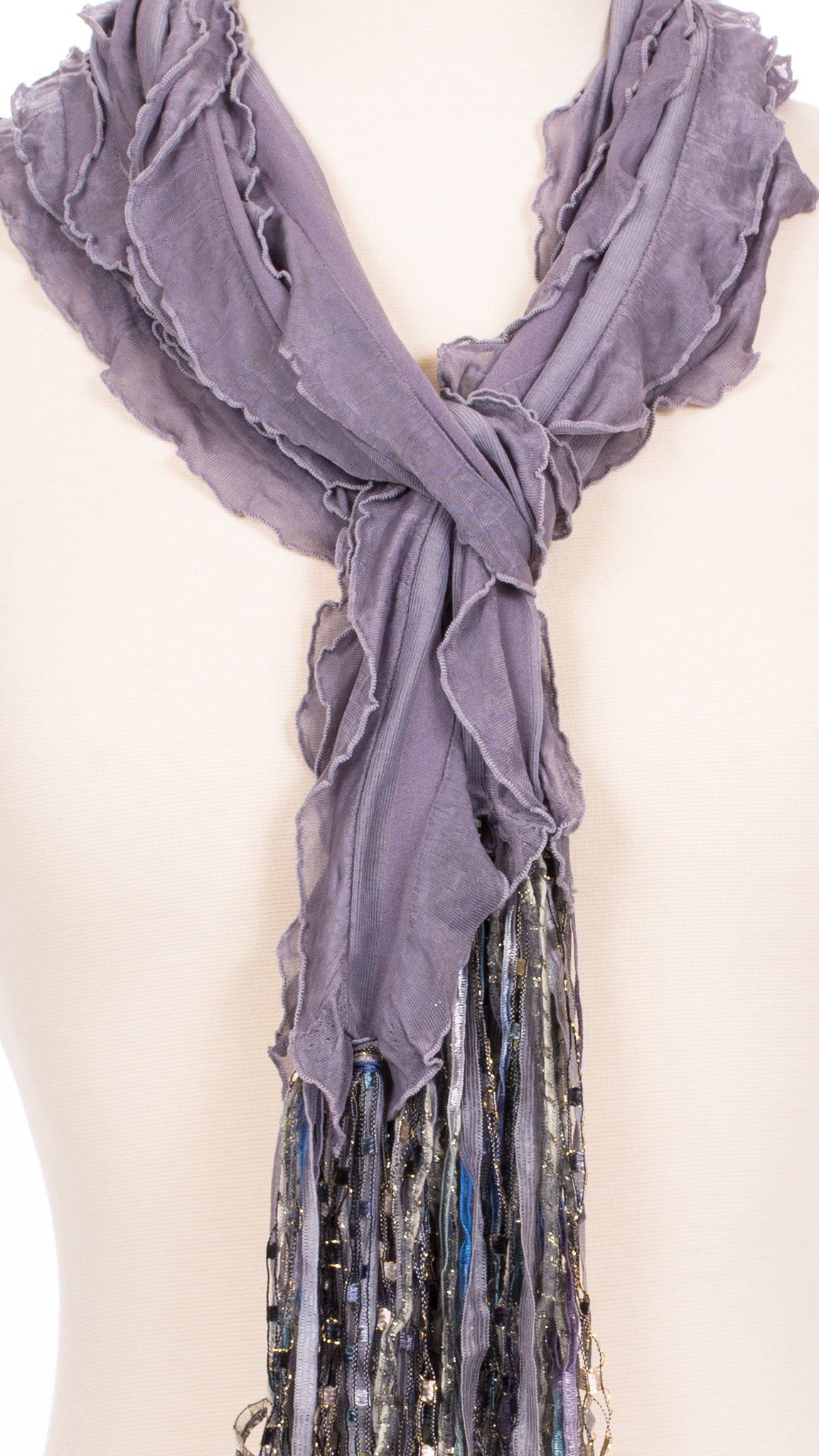 Solid Grey Waves Fabric Scarf