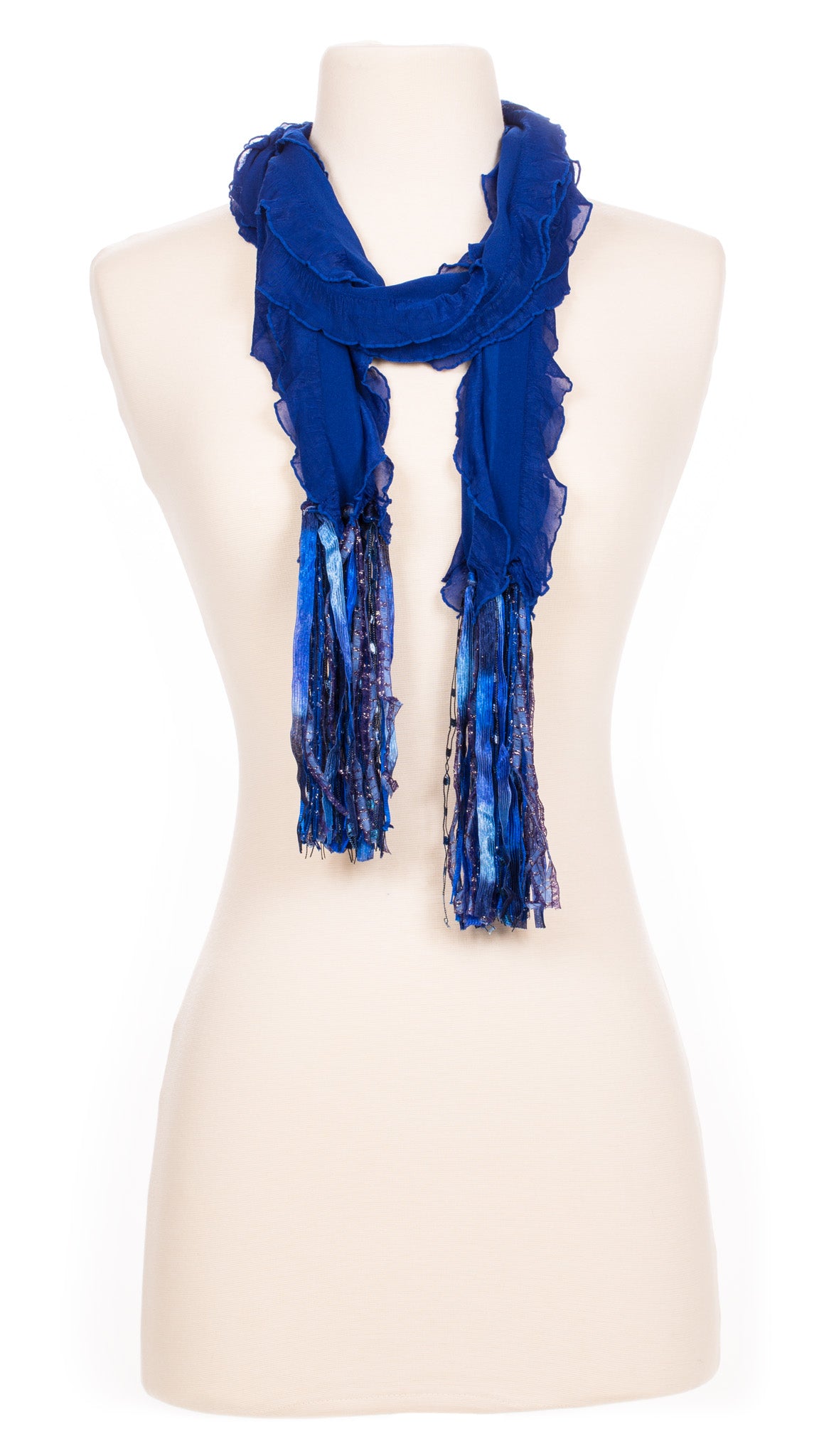 Solid Ocean Blue Waves Fabric Scarf