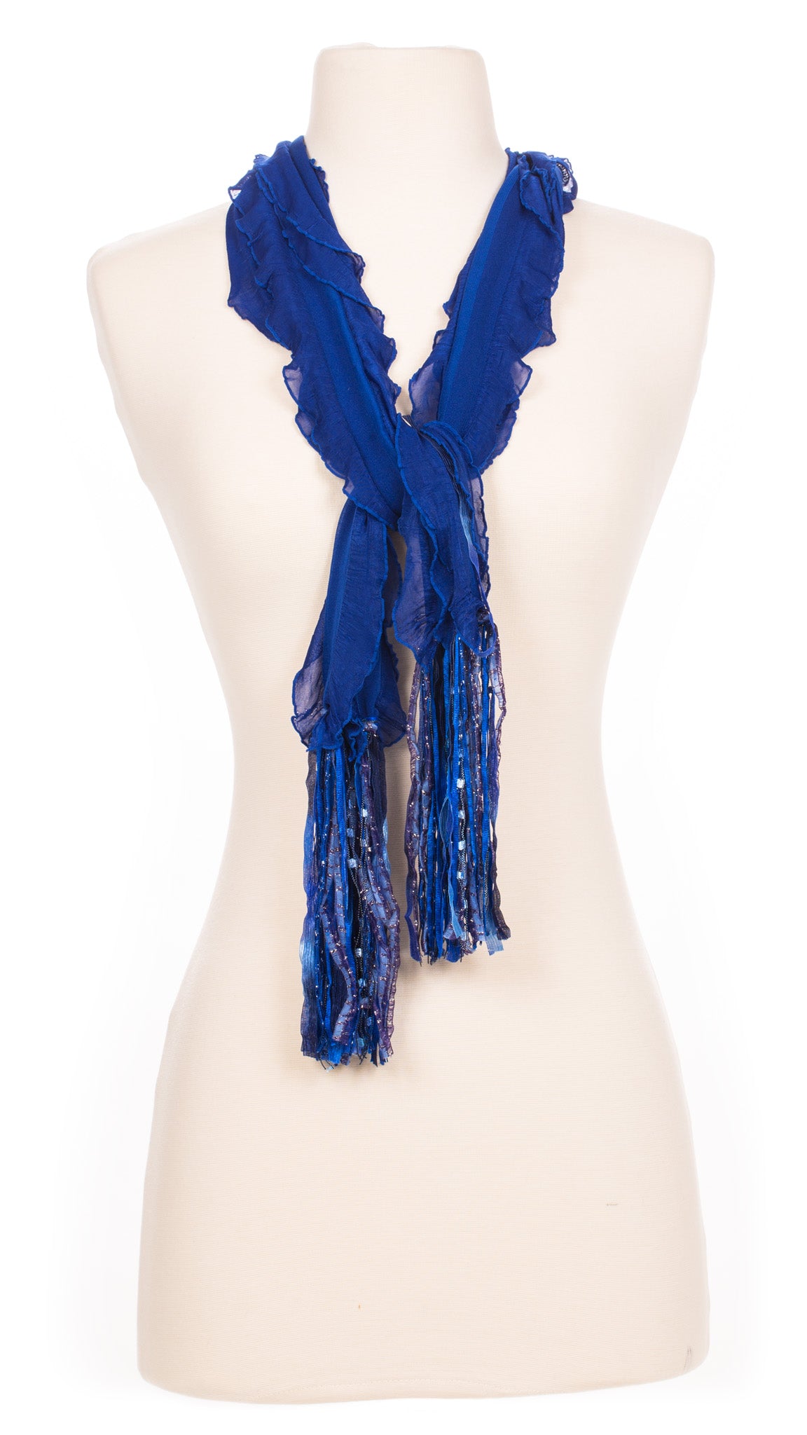 Solid Ocean Blue Waves Fabric Scarf