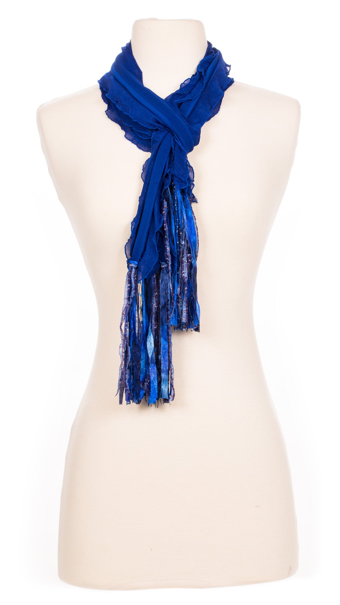 Solid Ocean Blue Waves Fabric Scarf