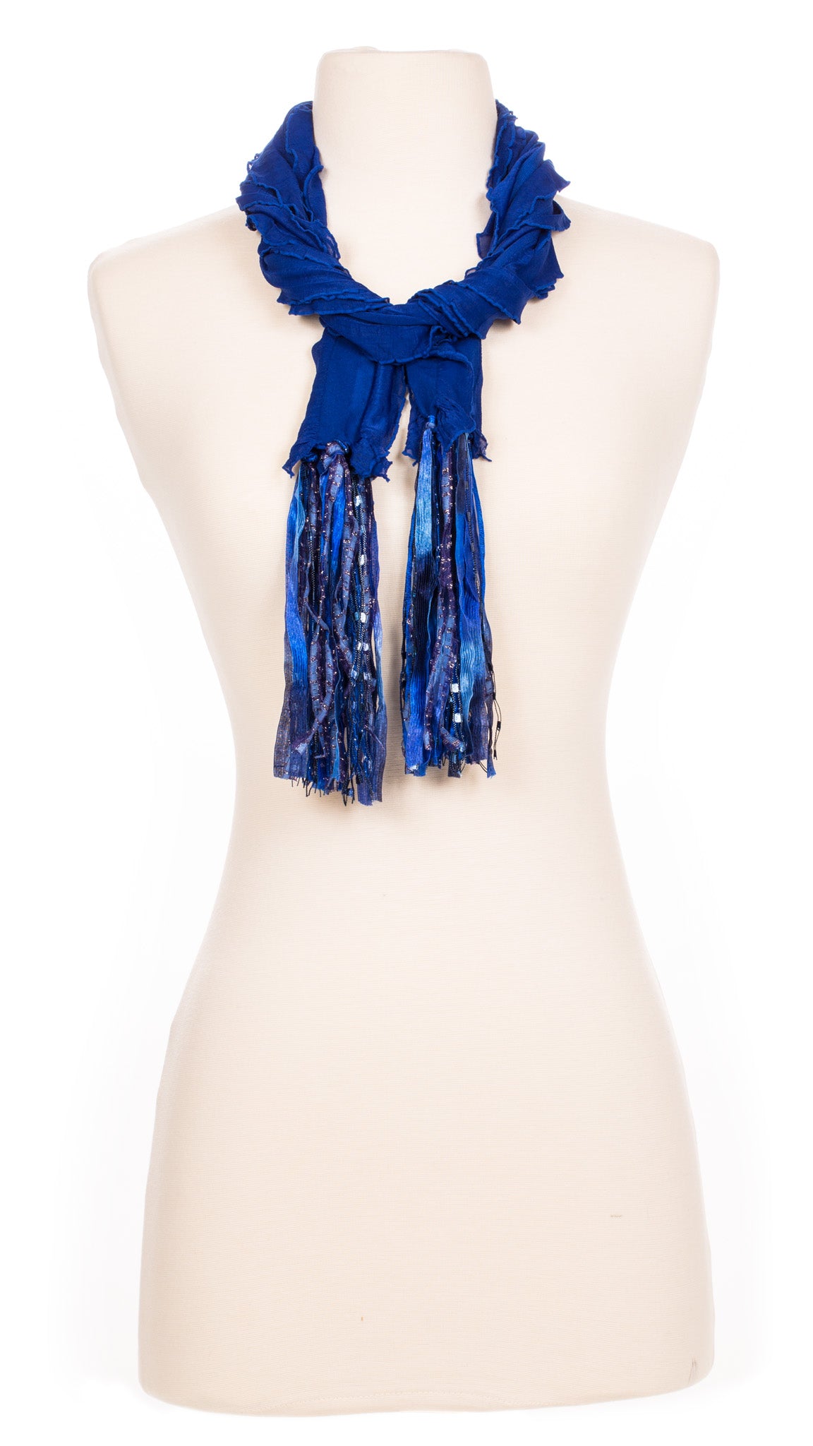 Solid Ocean Blue Waves Fabric Scarf