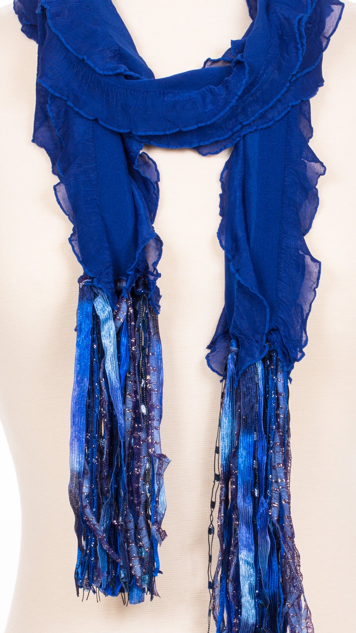 Solid Ocean Blue Waves Fabric Scarf