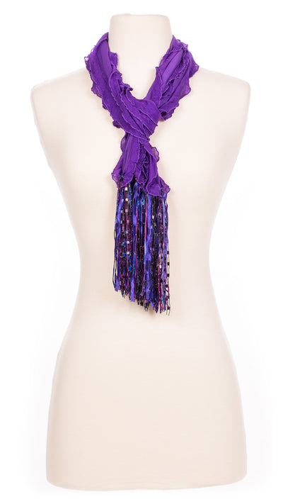 Solid Violet Waves Fabric Scarf
