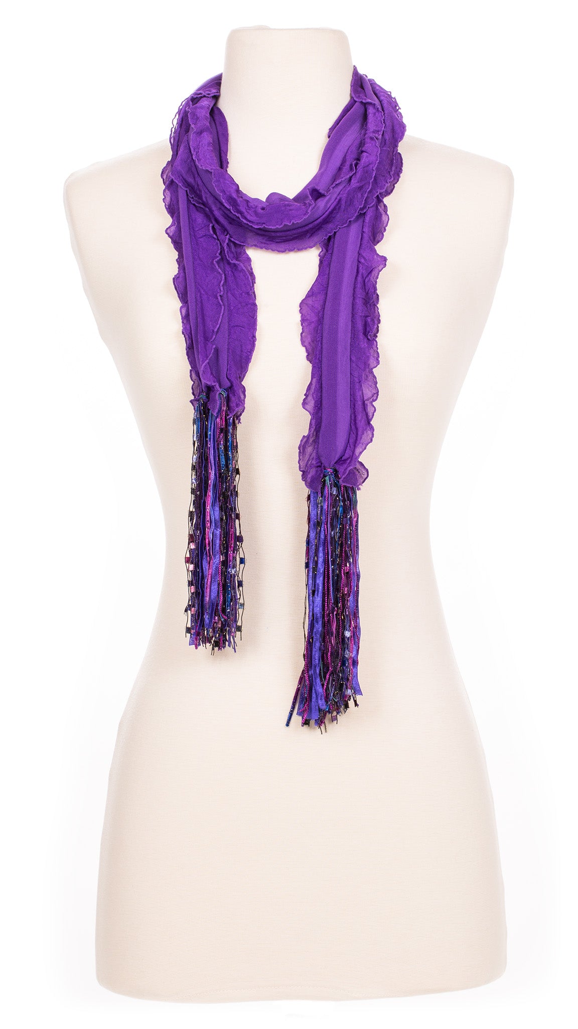 Solid Violet Waves Fabric Scarf