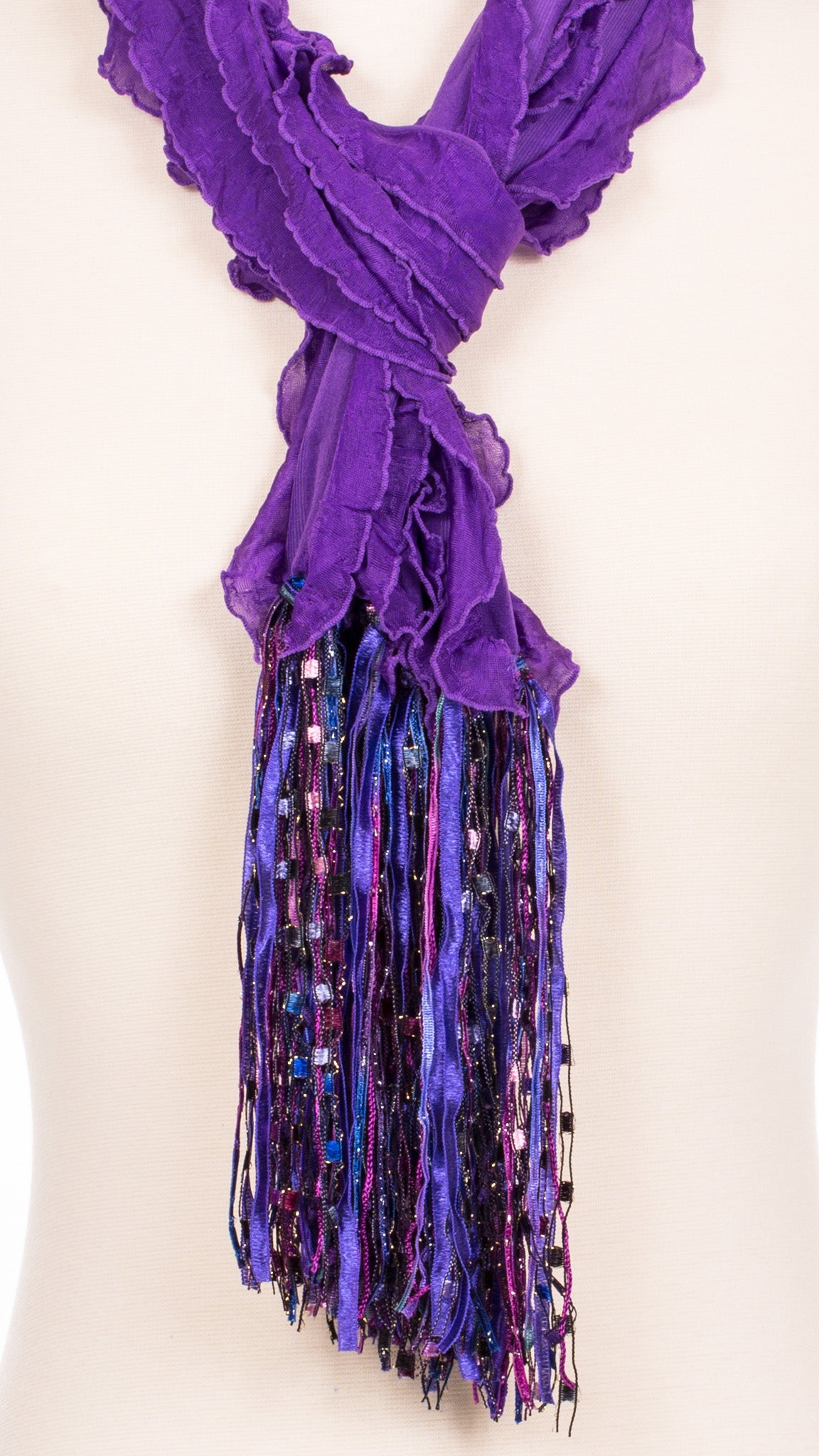 Solid Violet Waves Fabric Scarf