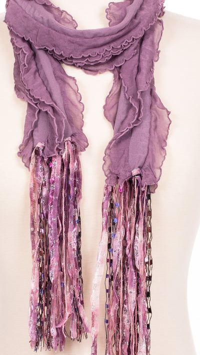 Solid Mauve Waves Fabric Scarf