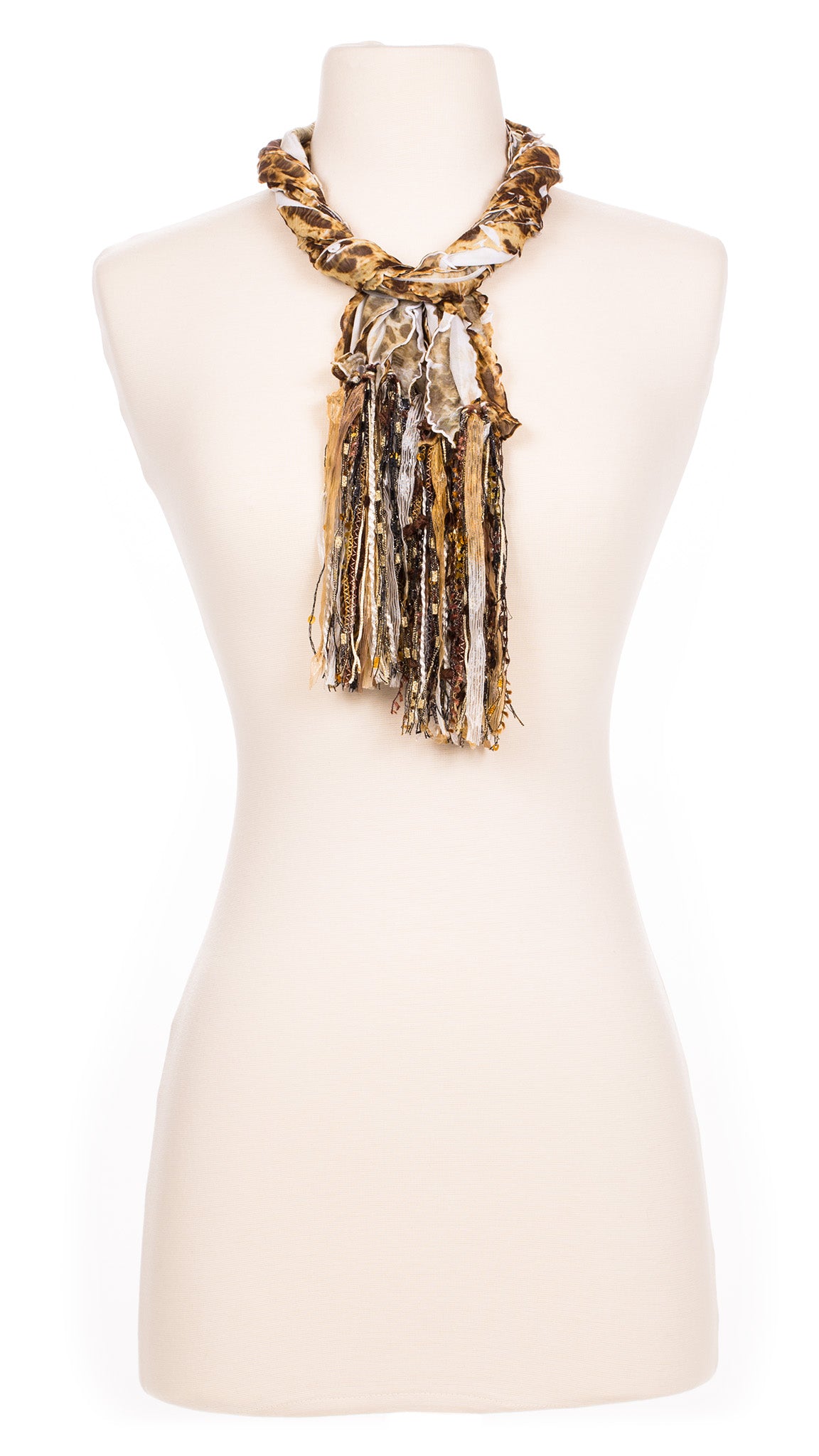 Patched Leopard Fabric Scarf