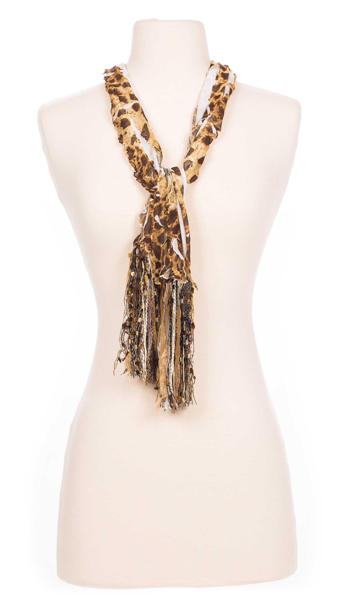 Patched Leopard Fabric Scarf