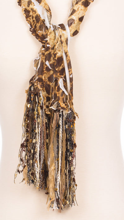 Patched Leopard Fabric Scarf