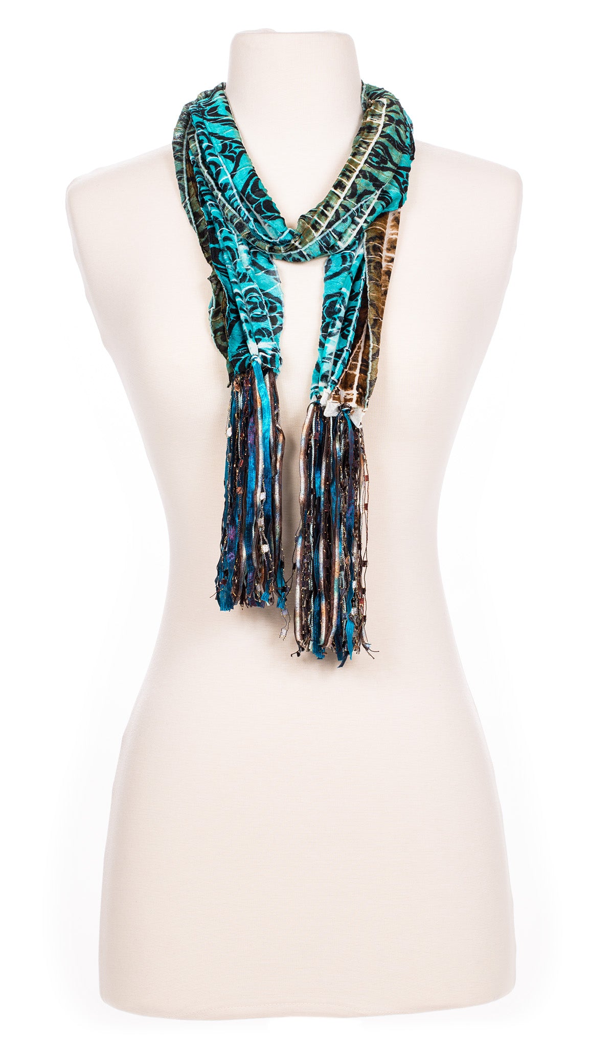 Teal Swirl Design Fabric Scarf