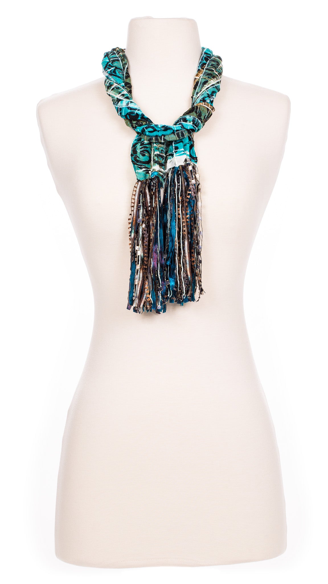 Teal Swirl Design Fabric Scarf