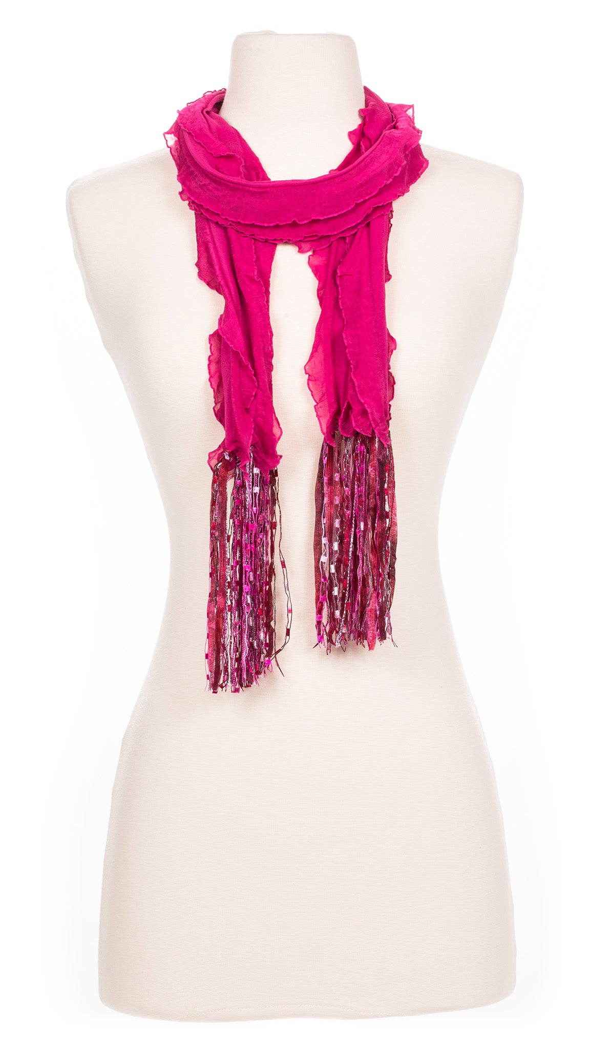 Solid Raspberry Waves Fabric Scarf