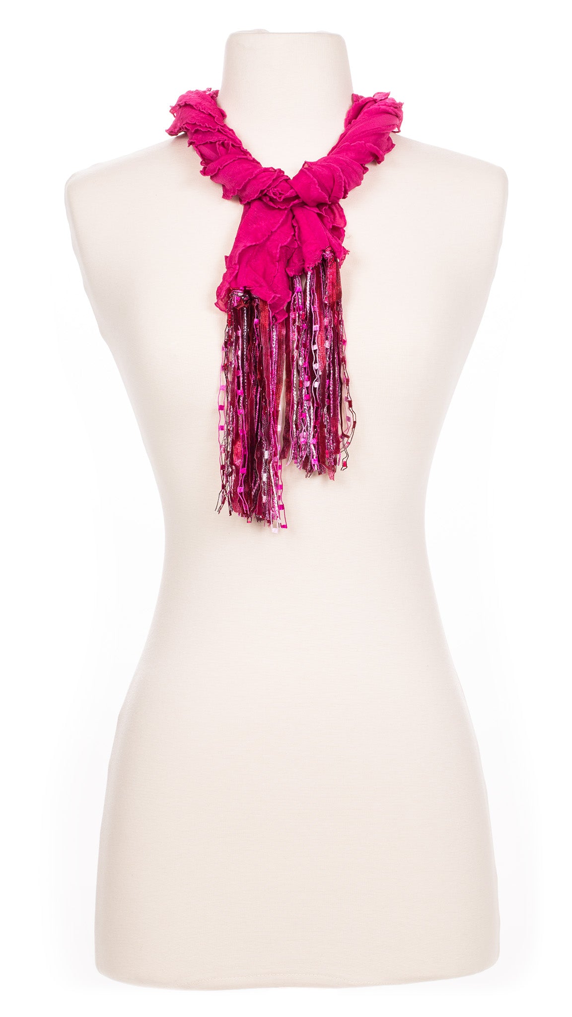Solid Raspberry Waves Fabric Scarf