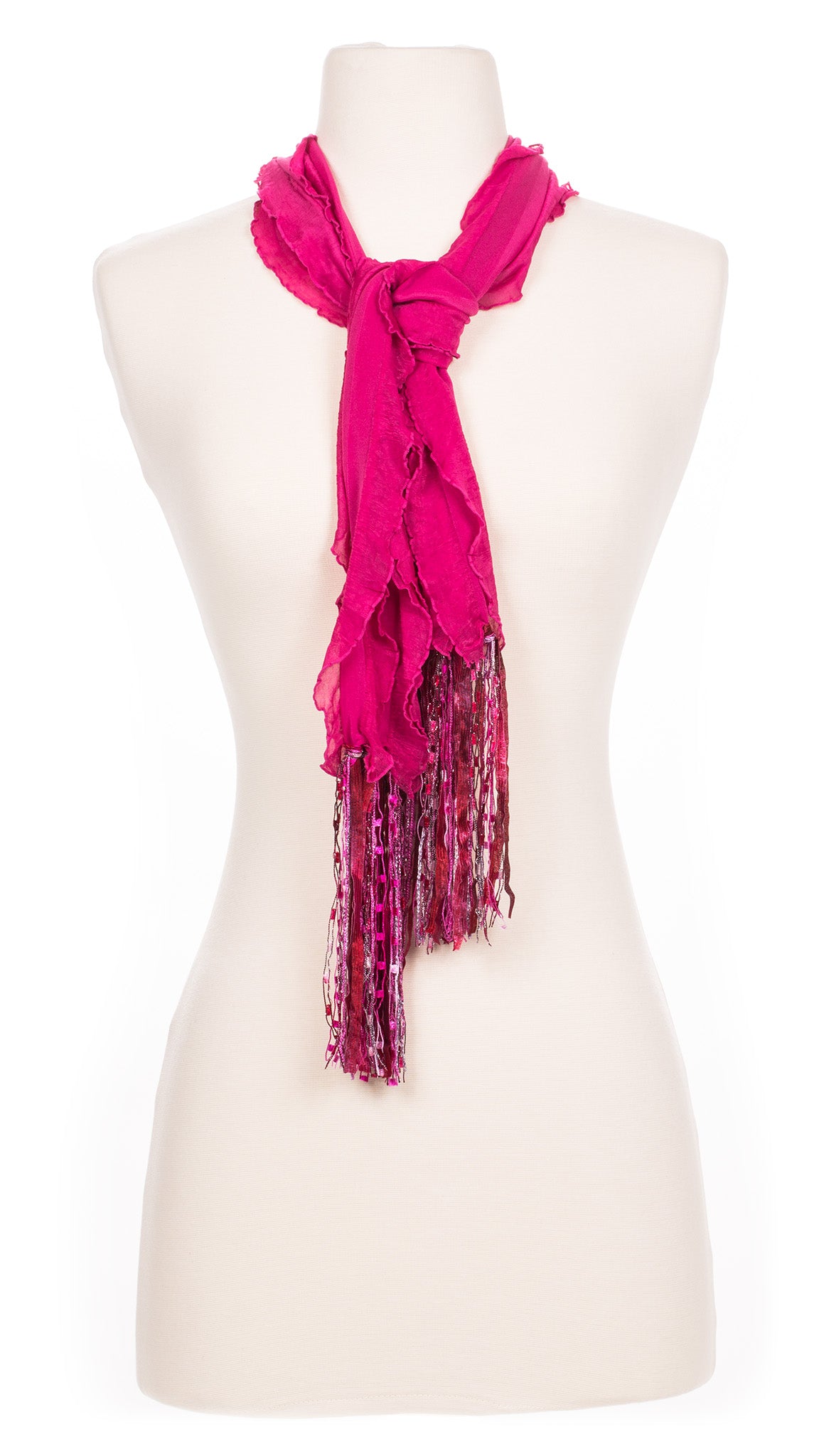 Solid Raspberry Waves Fabric Scarf