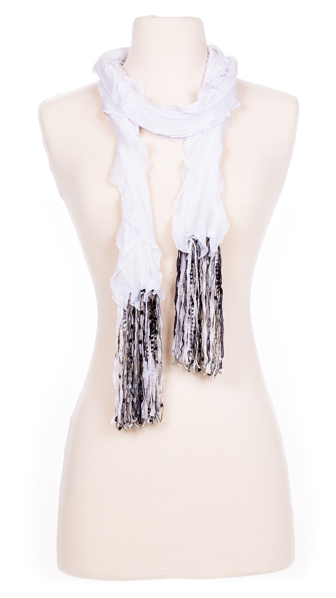 Solid Snow White Waves Fabric Scarf