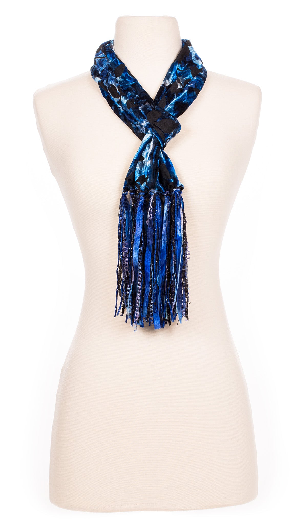 Sapphire Botanical Velour Scarf