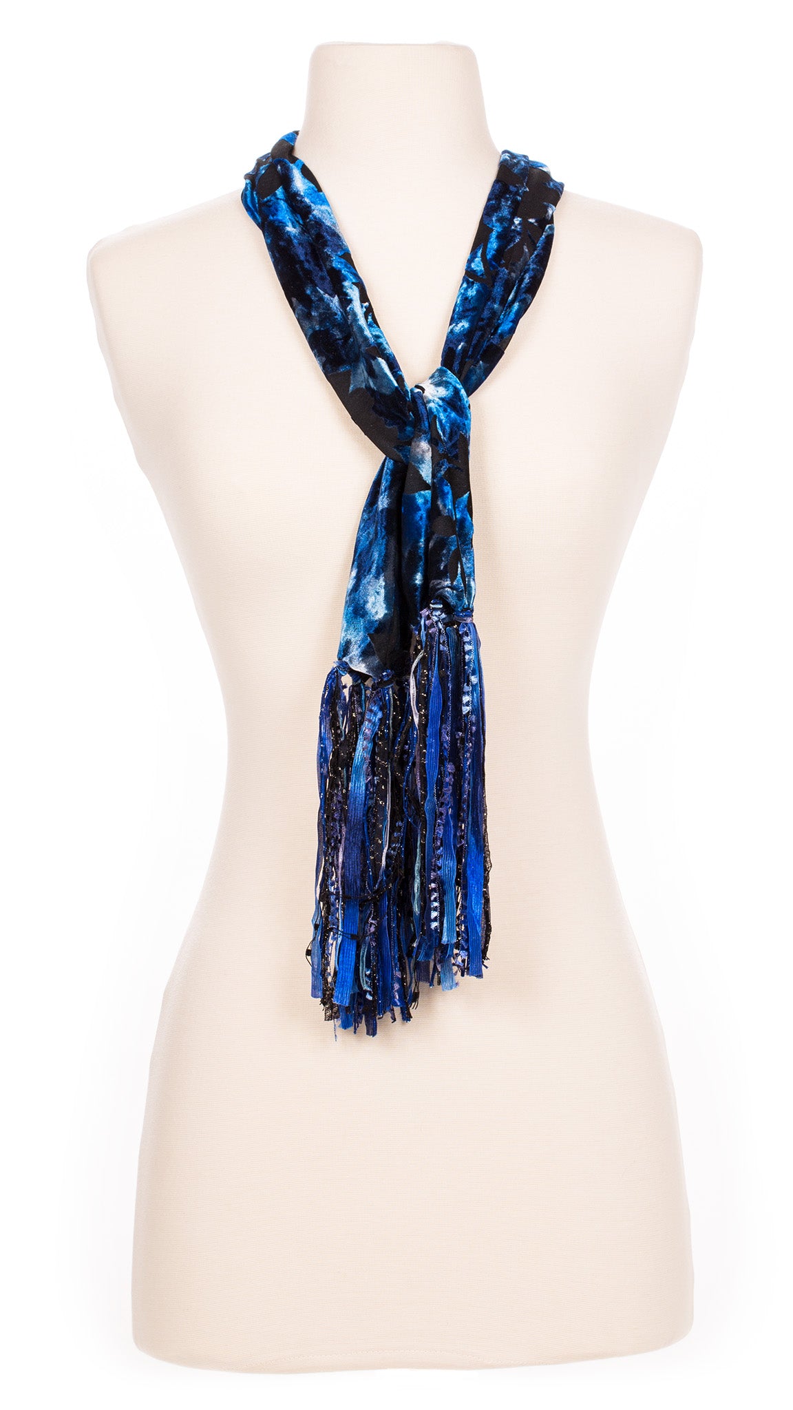 Sapphire Botanical Velour Scarf