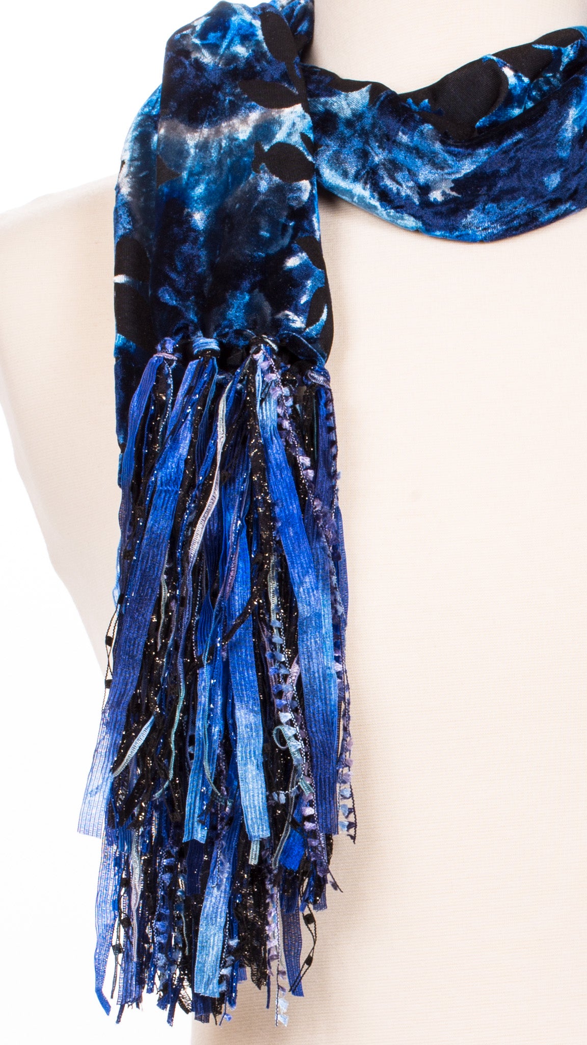 Sapphire Botanical Velour Scarf