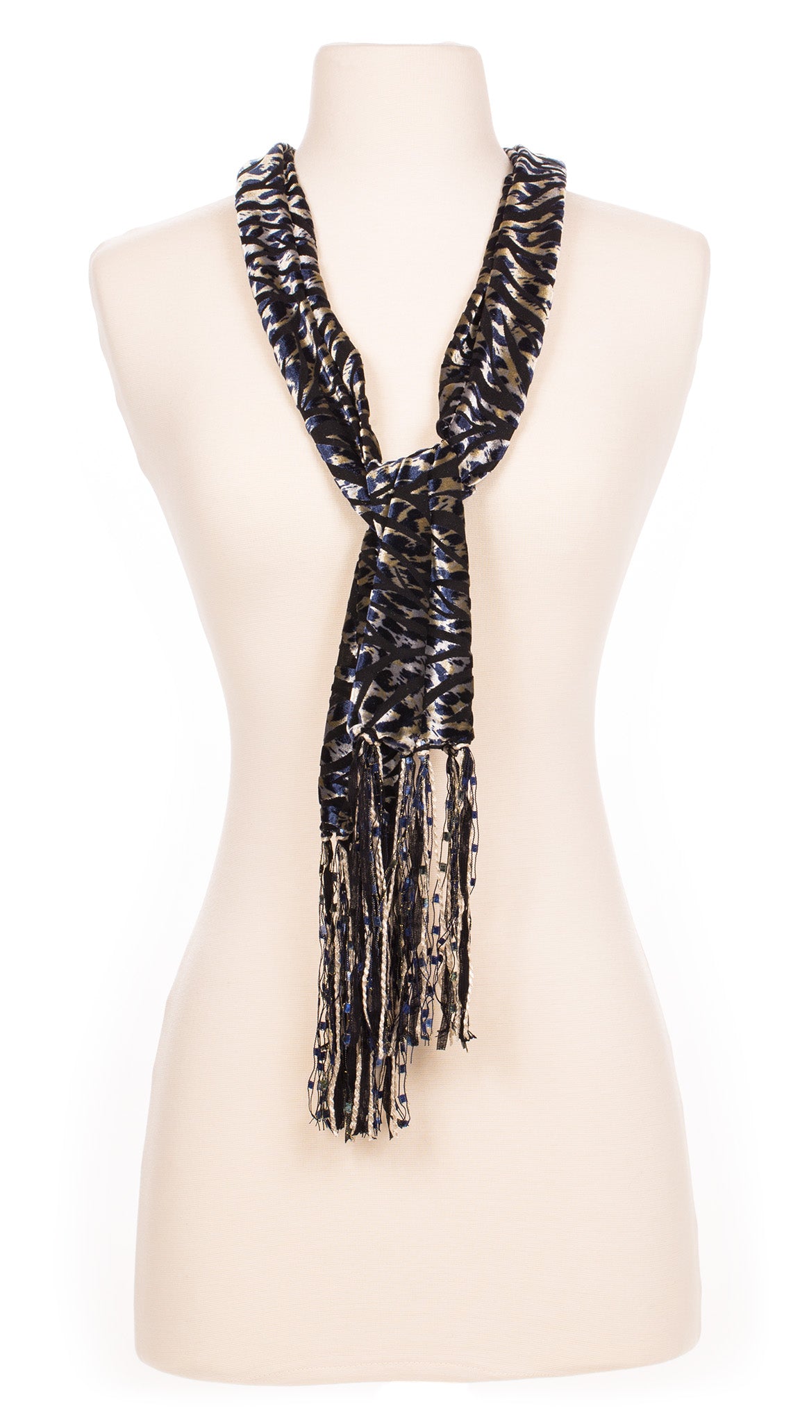 Navy Safari Velour Scarf