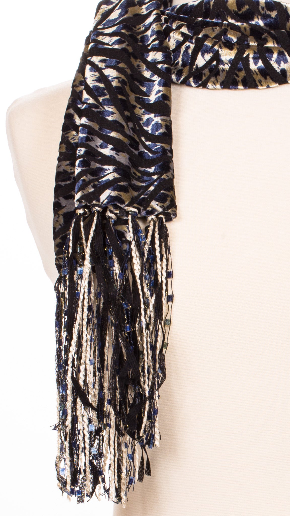 Navy Safari Velour Scarf