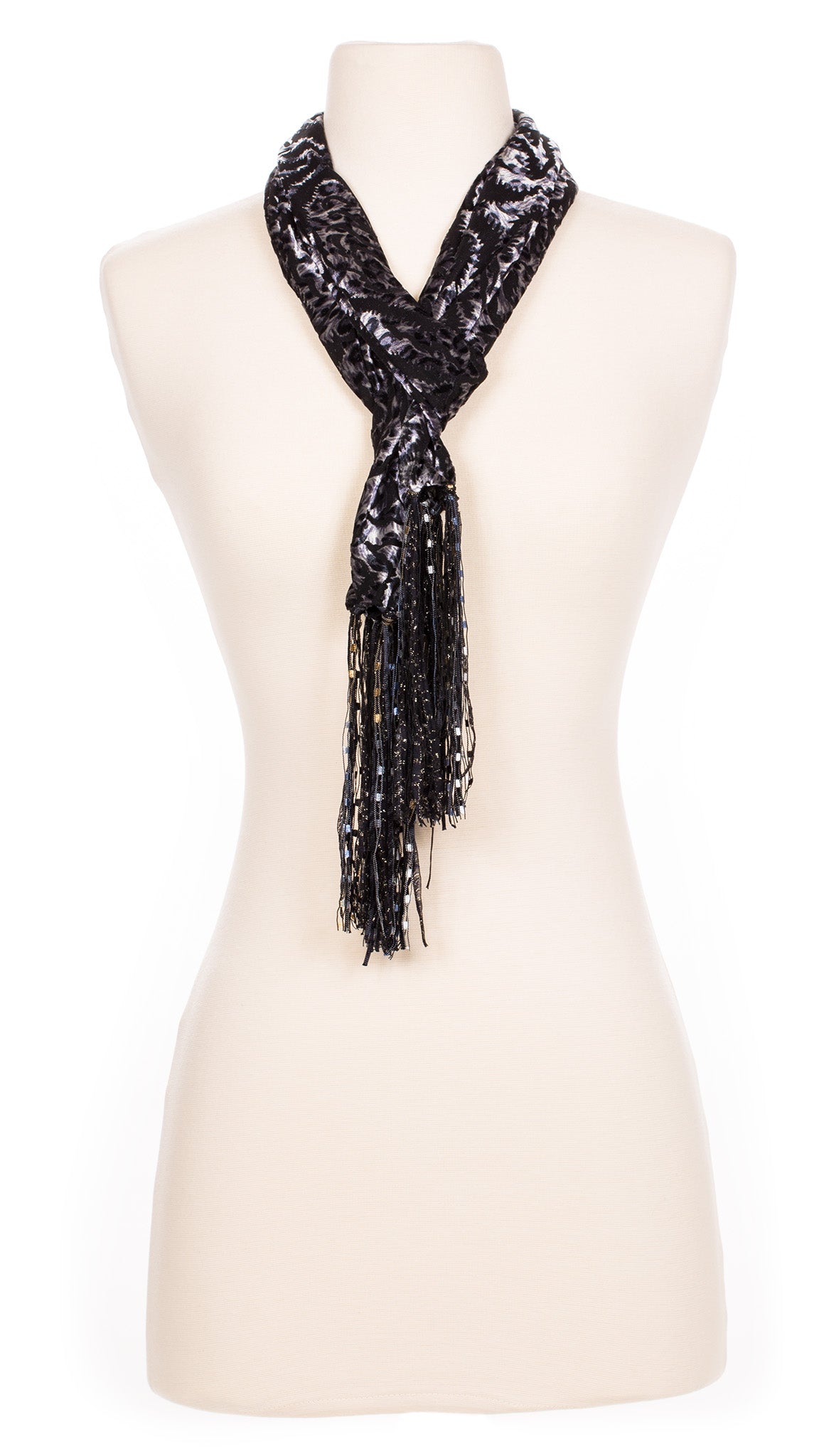 Graphite Leopard Velour Scarf