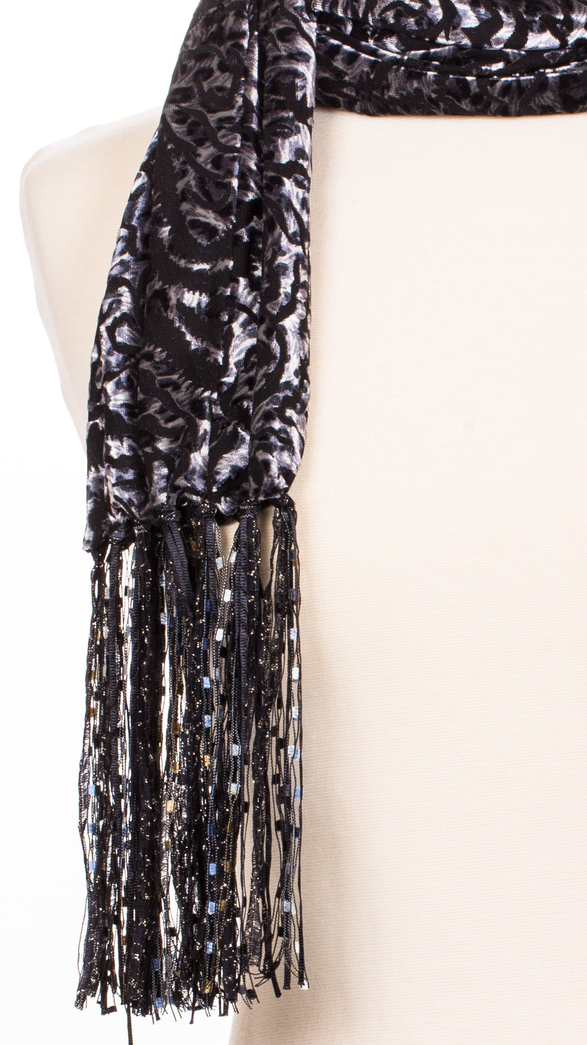Graphite Leopard Velour Scarf