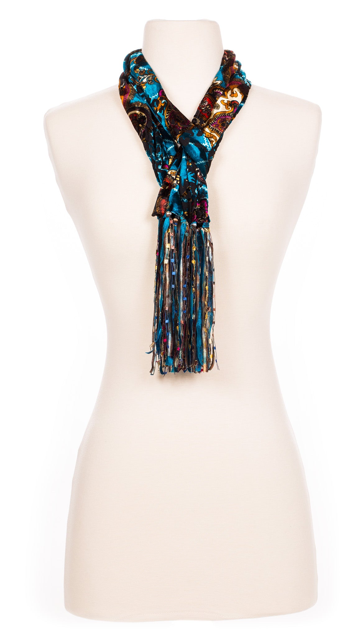 Retro Teal Swirl Velour Scarf