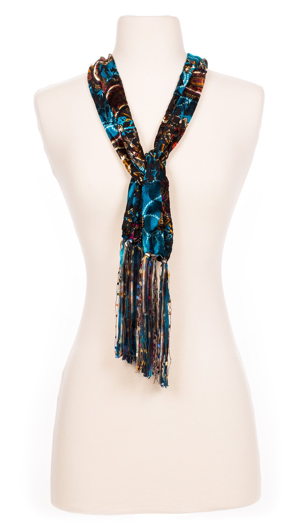 Retro Teal Swirl Velour Scarf