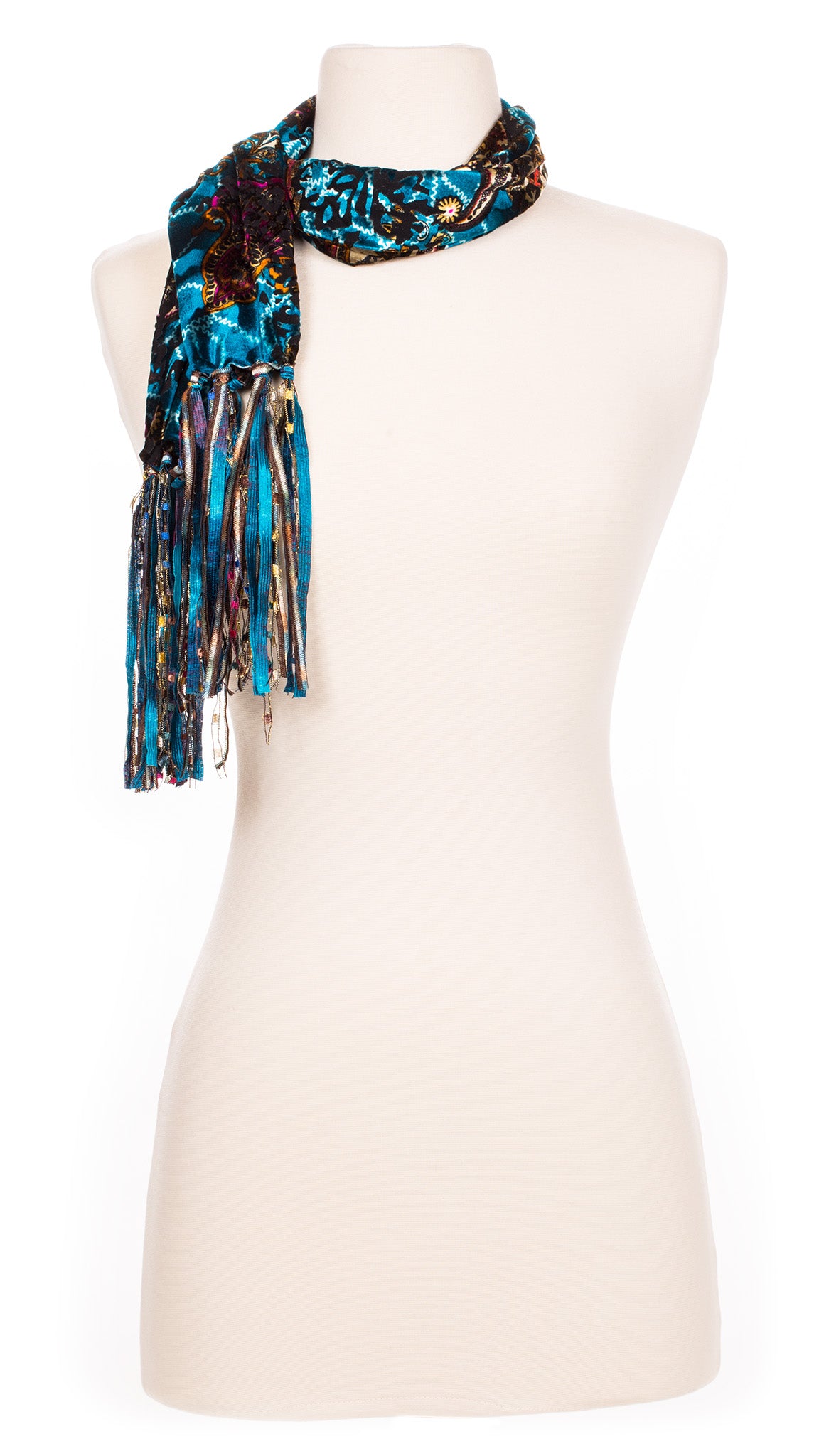 Retro Teal Swirl Velour Scarf