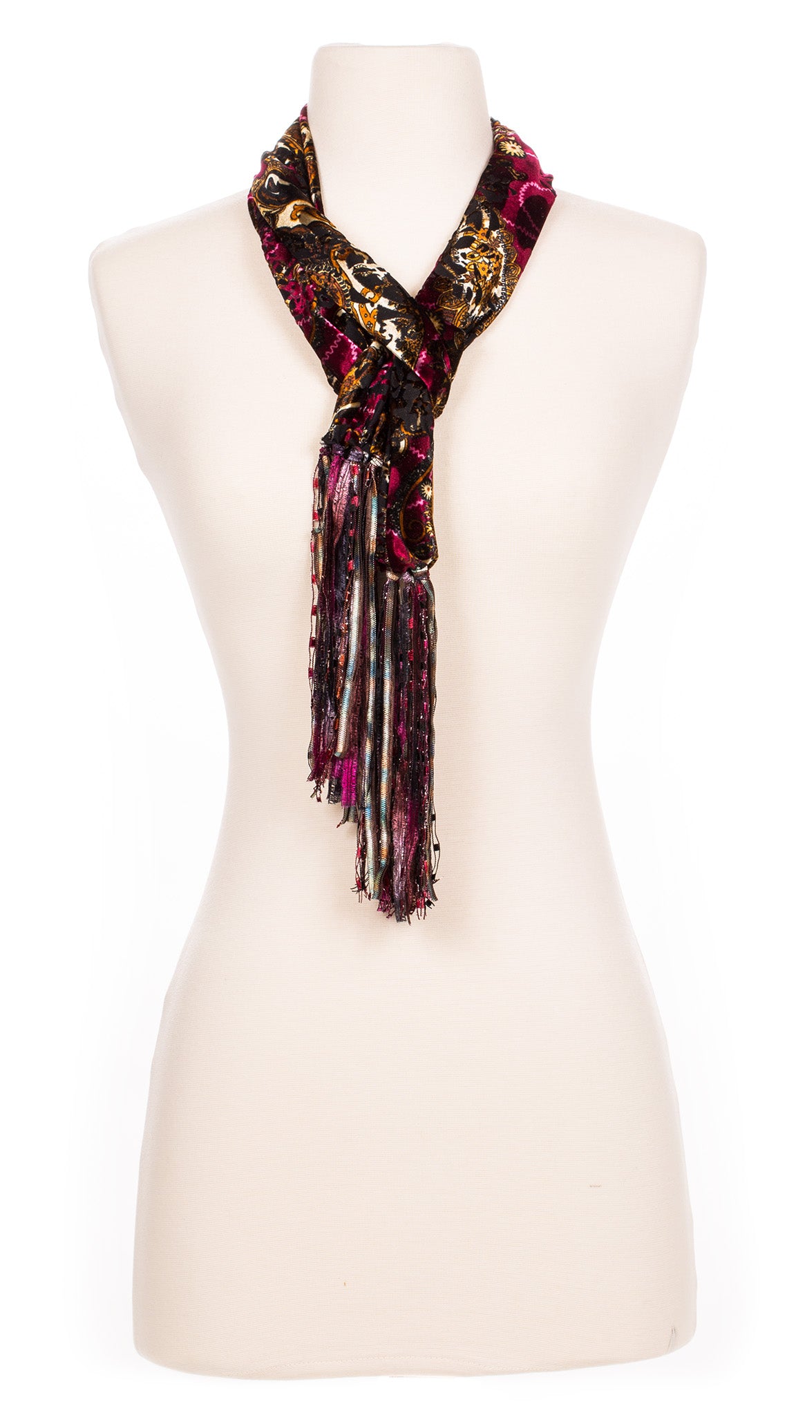 Vintage Magenta Swirl Velour Scarf