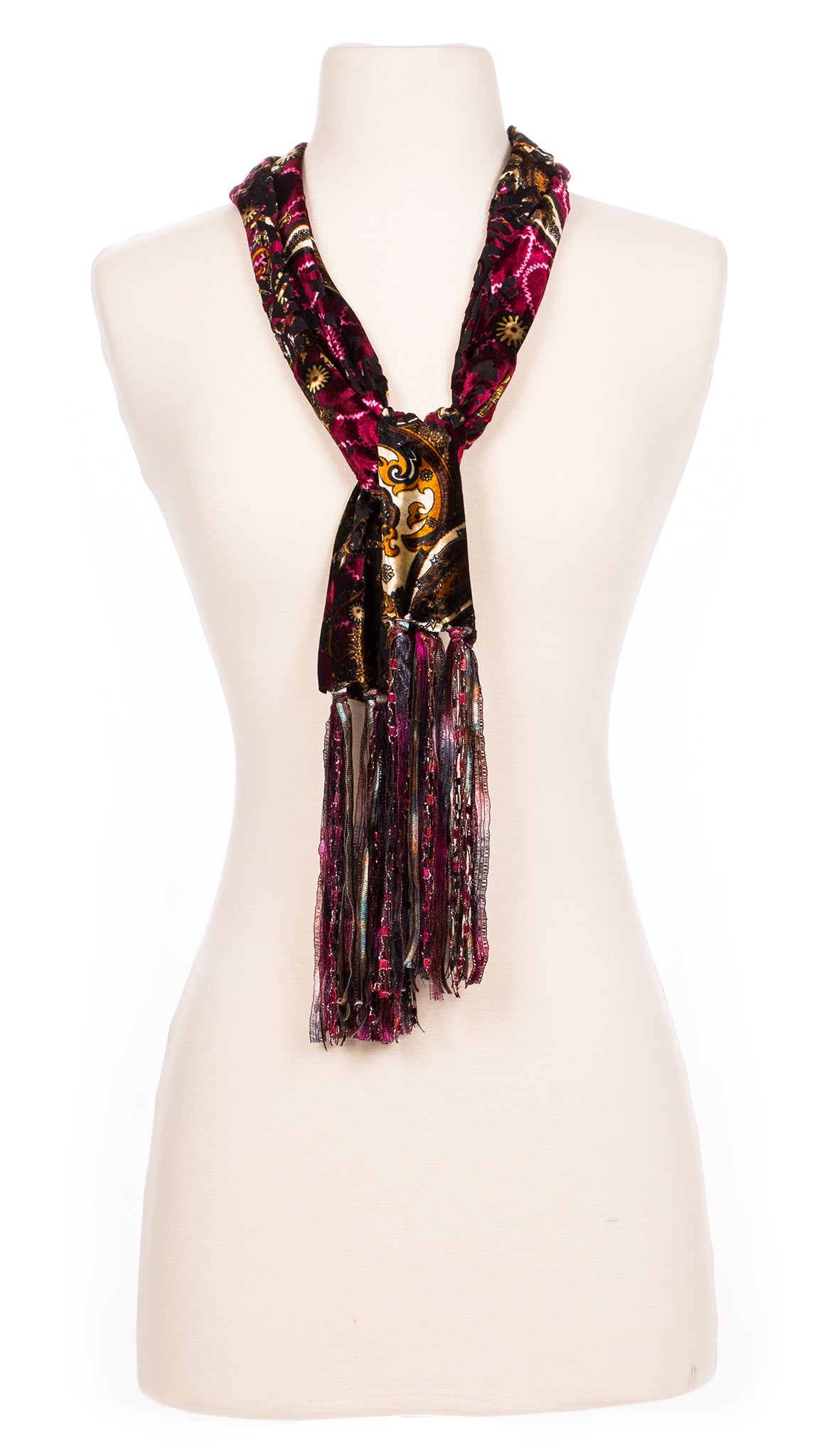 Vintage Magenta Swirl Velour Scarf