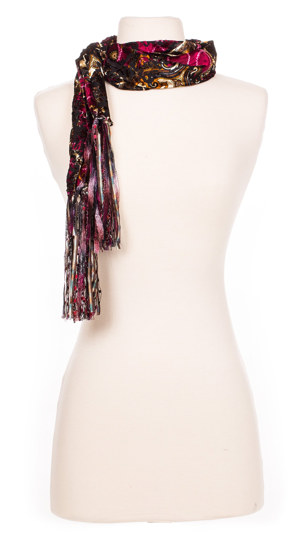 Vintage Magenta Swirl Velour Scarf