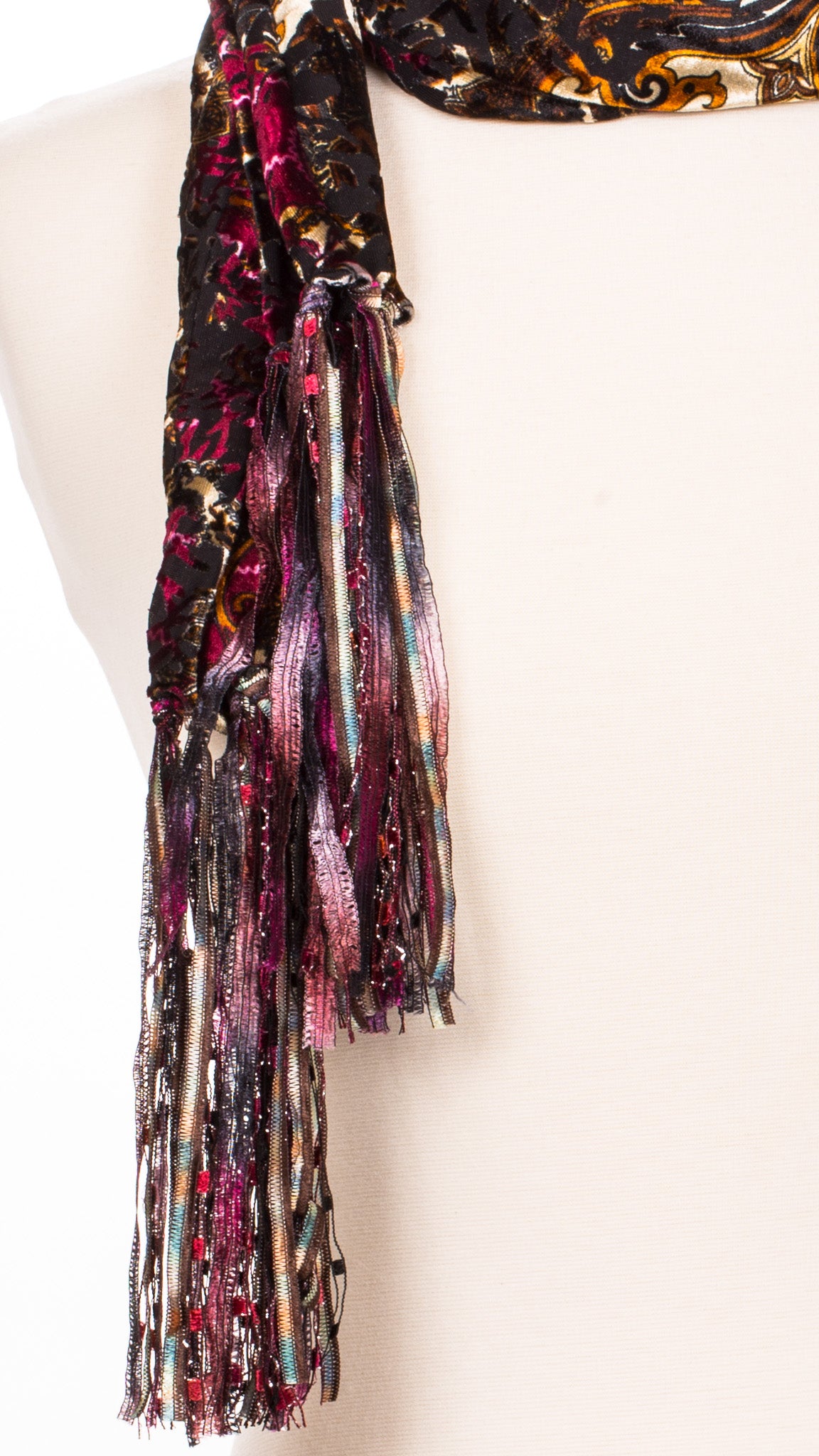 Vintage Magenta Swirl Velour Scarf