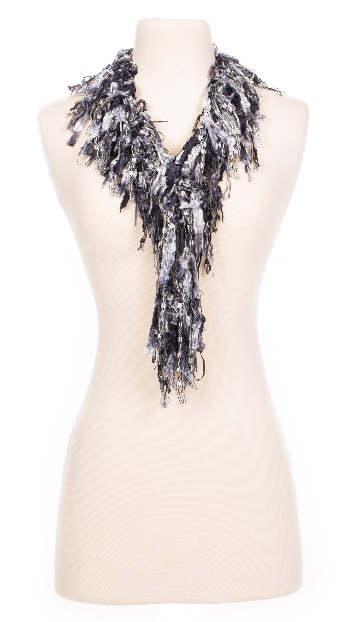 Black and White Fringe Scarf