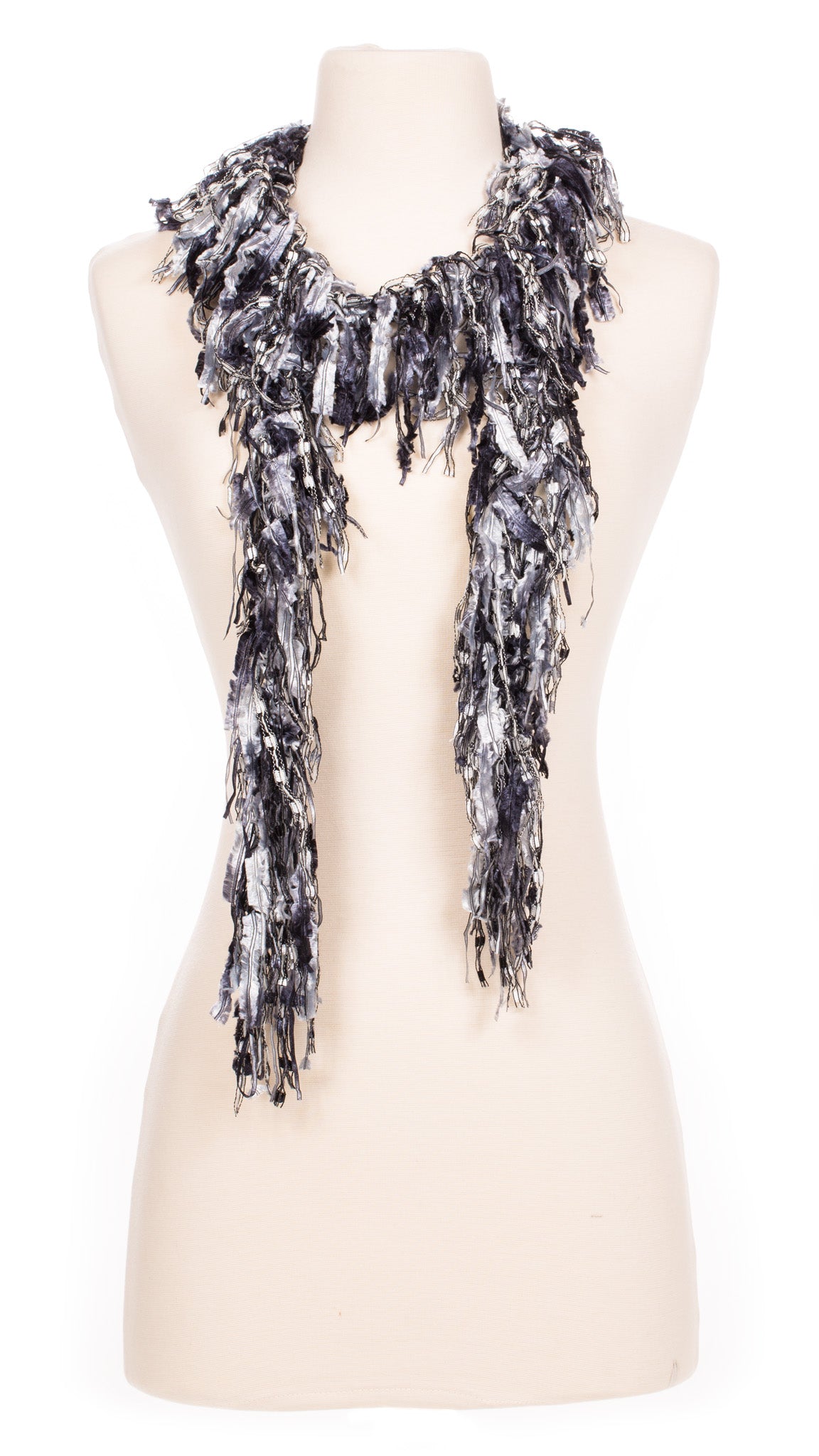 Black and White Fringe Scarf