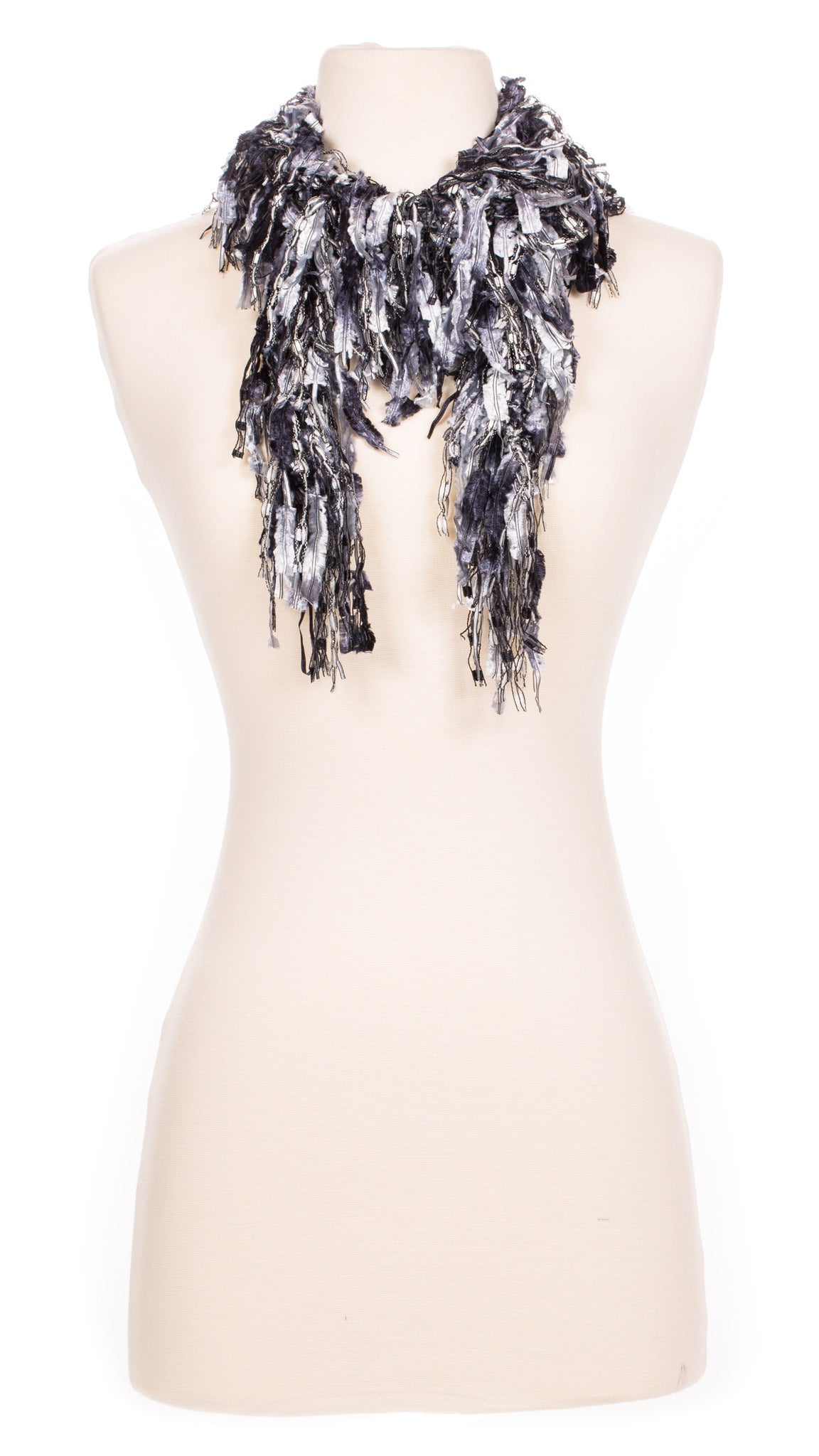 Black and White Fringe Scarf
