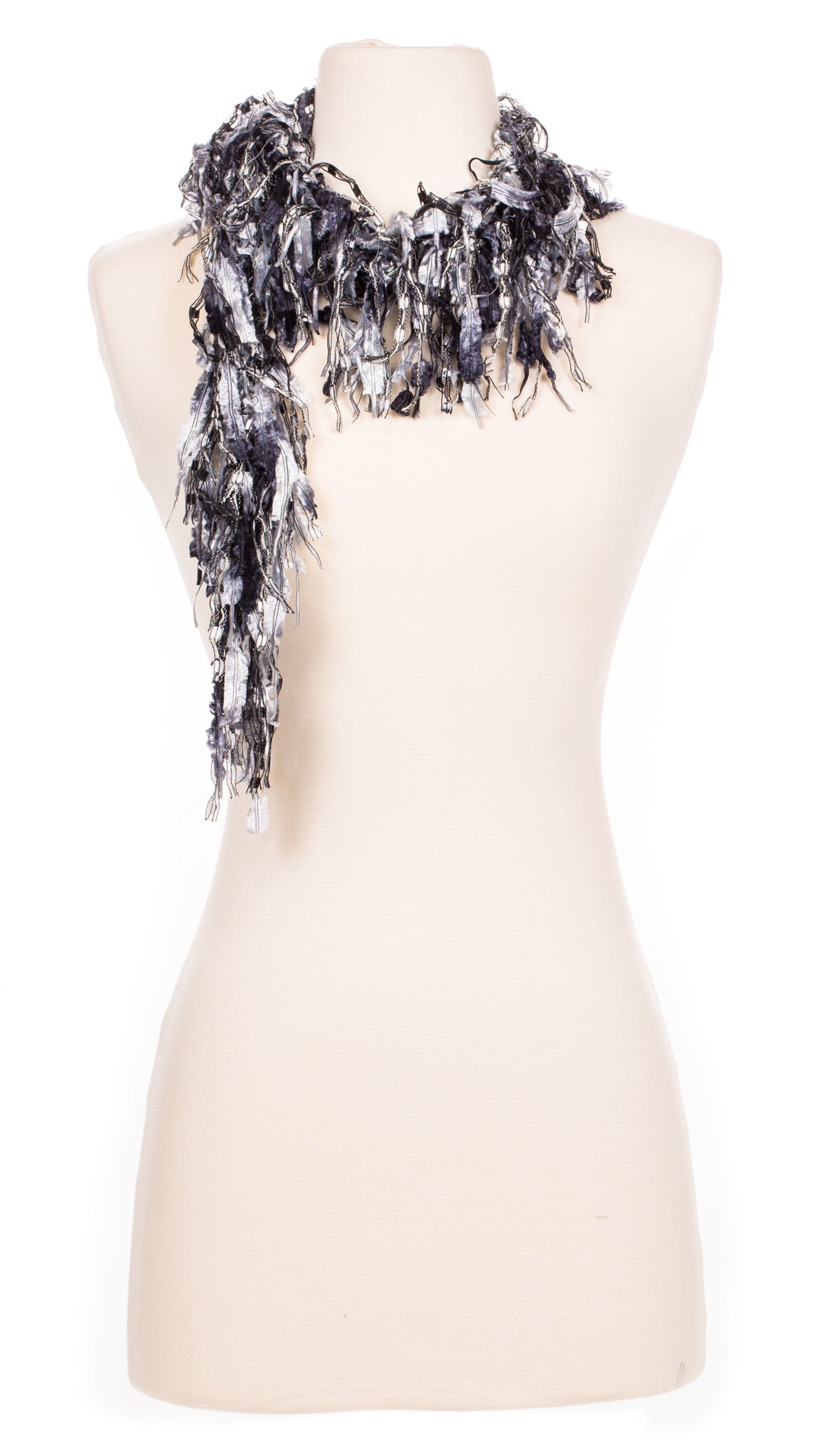 Black and White Fringe Scarf