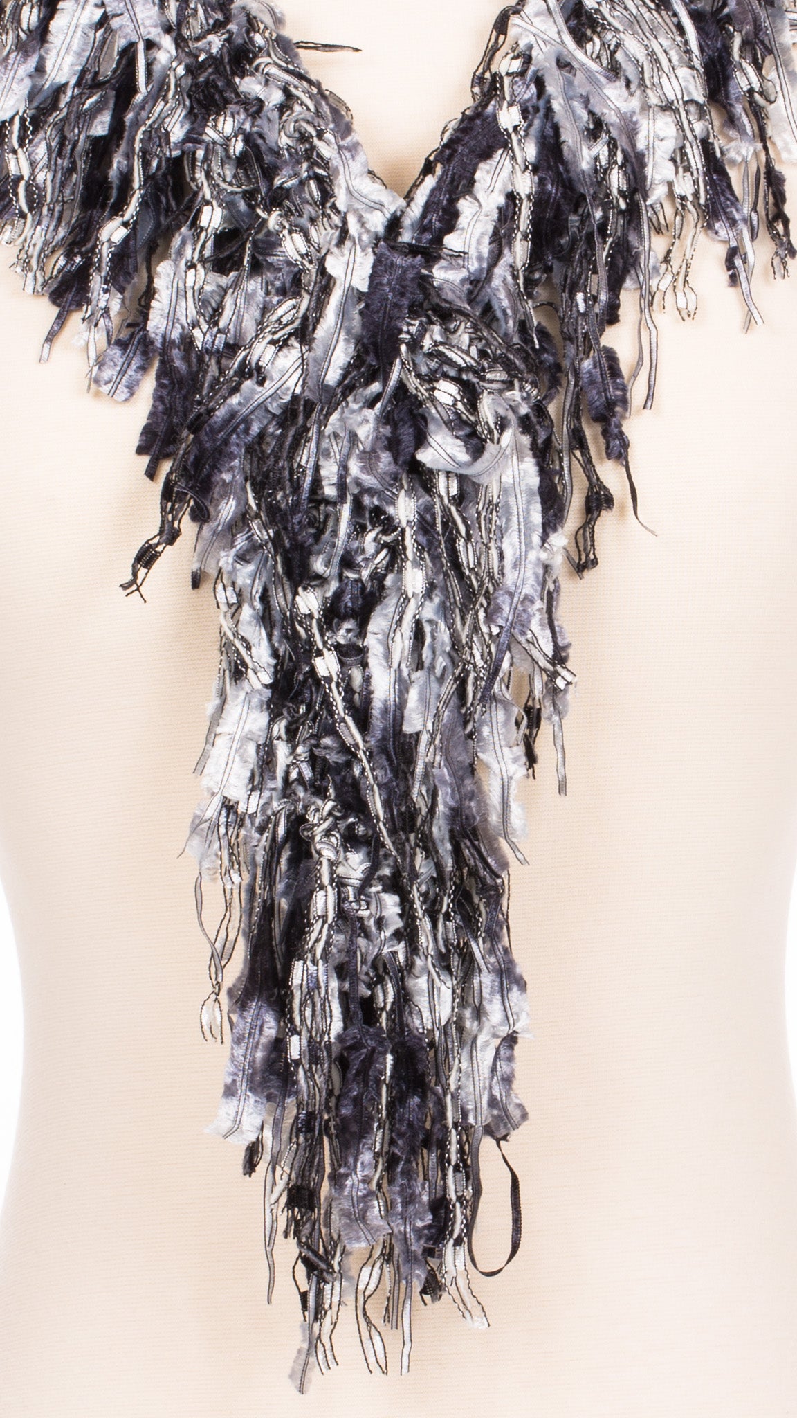 Black and White Fringe Scarf