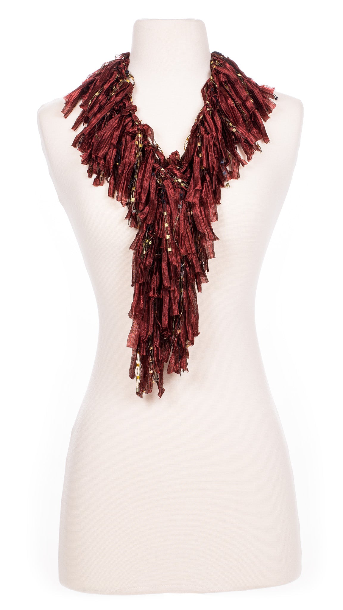 Burgundy Shimmer Fringe Scarf