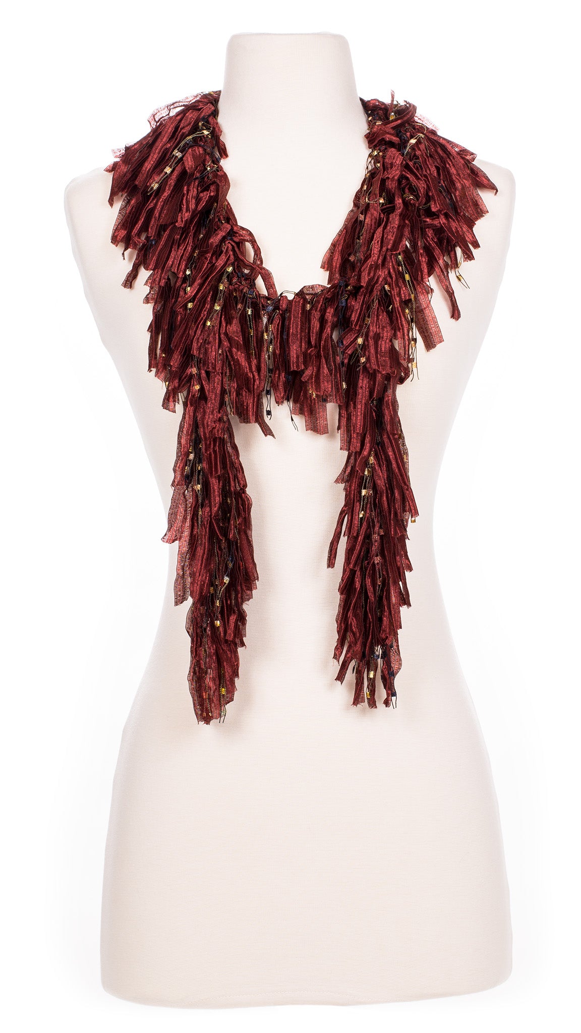 Burgundy Shimmer Fringe Scarf