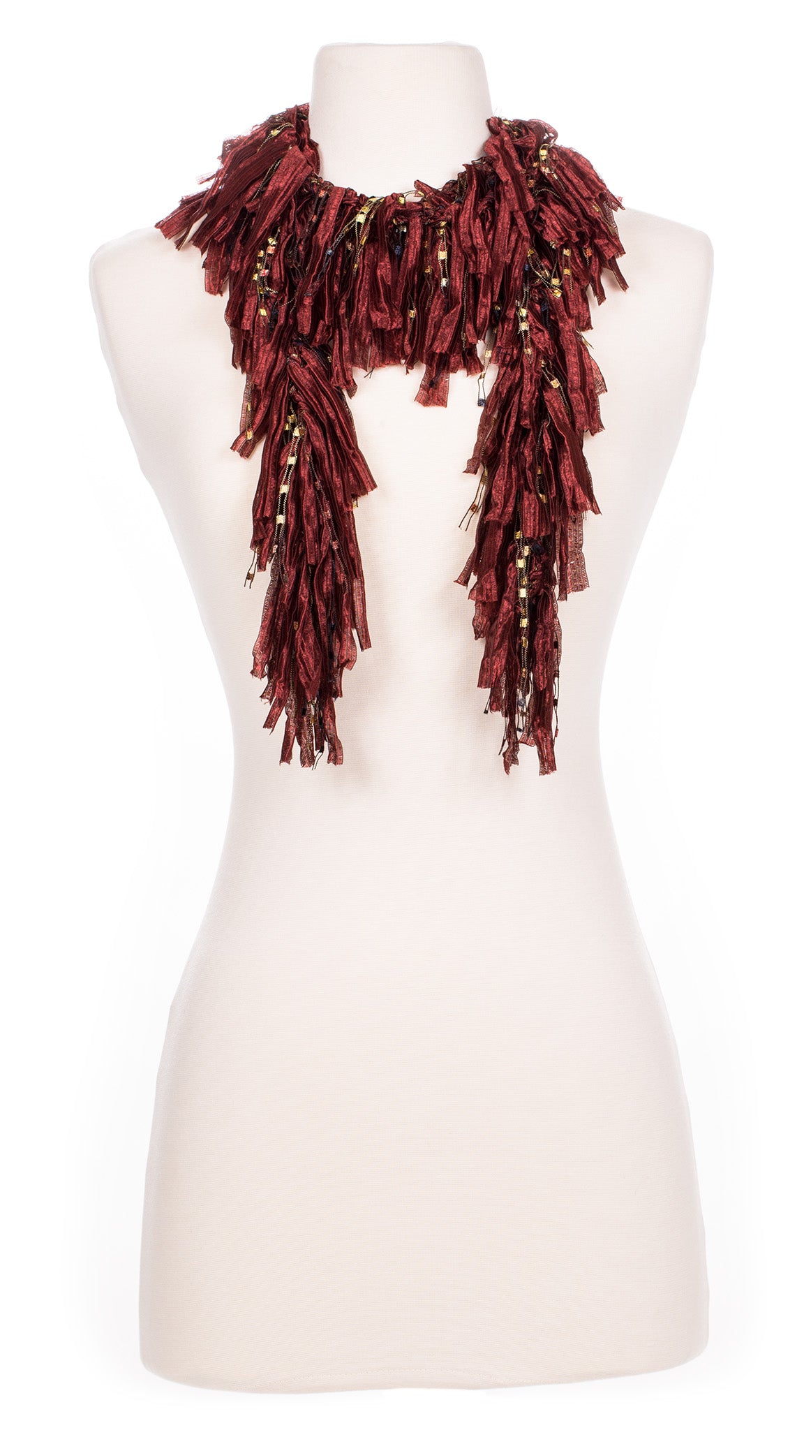 Burgundy Shimmer Fringe Scarf