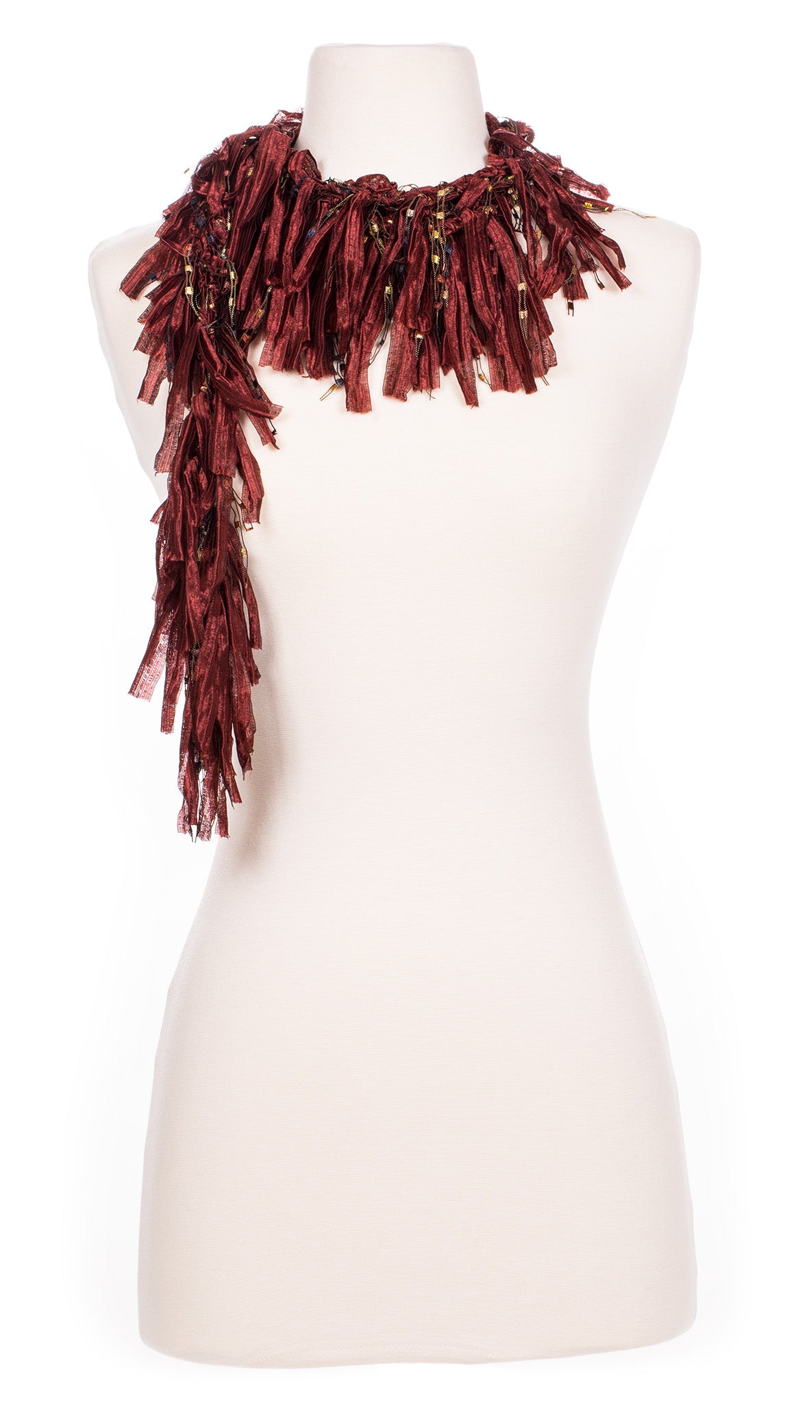 Burgundy Shimmer Fringe Scarf