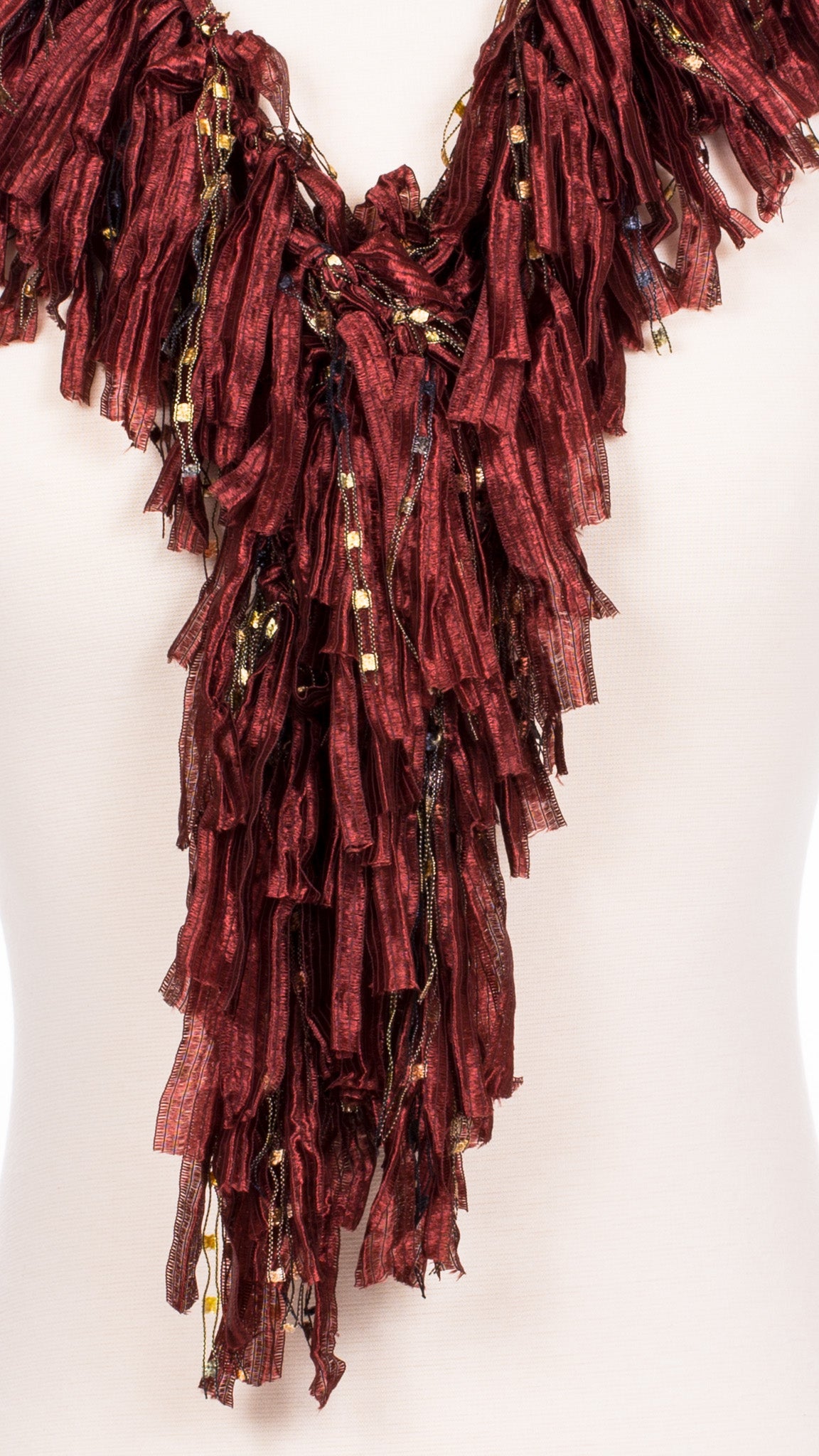Burgundy Shimmer Fringe Scarf