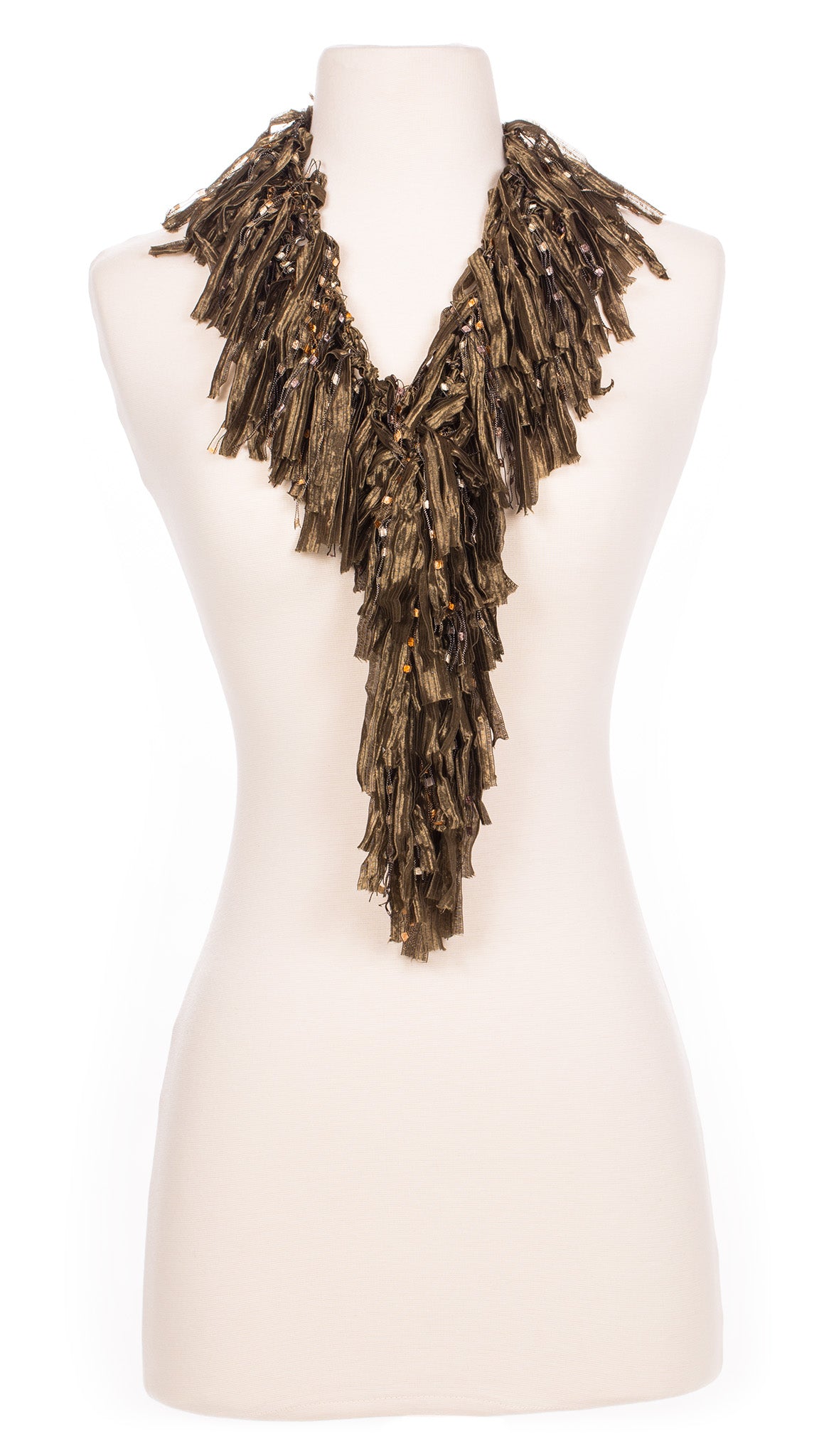 Olive Shimmer Fringe Scarf