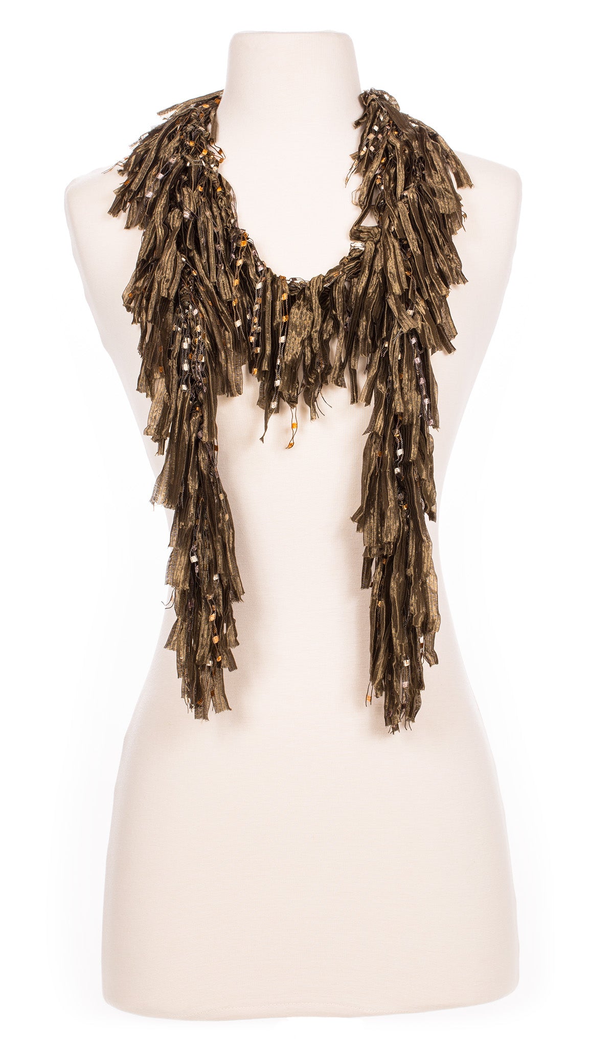 Olive Shimmer Fringe Scarf